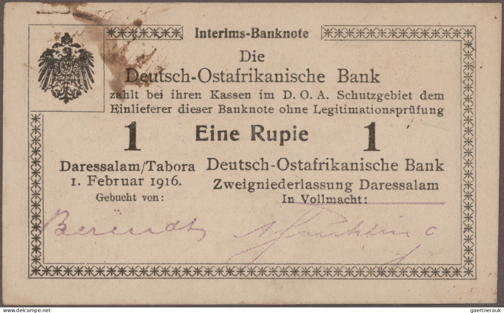 Deutschland - Kolonien: Deutsch-Ostafrikanische Bank, Serien 1905-1916, Lot mit