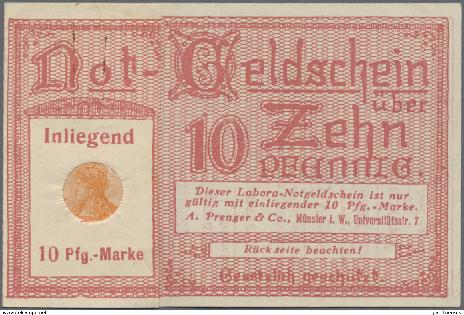 Deutschland - Briefmarkennotgeld: Münster, Gerlach Geschw. Und Fünf Weitere, 10 - Otros & Sin Clasificación