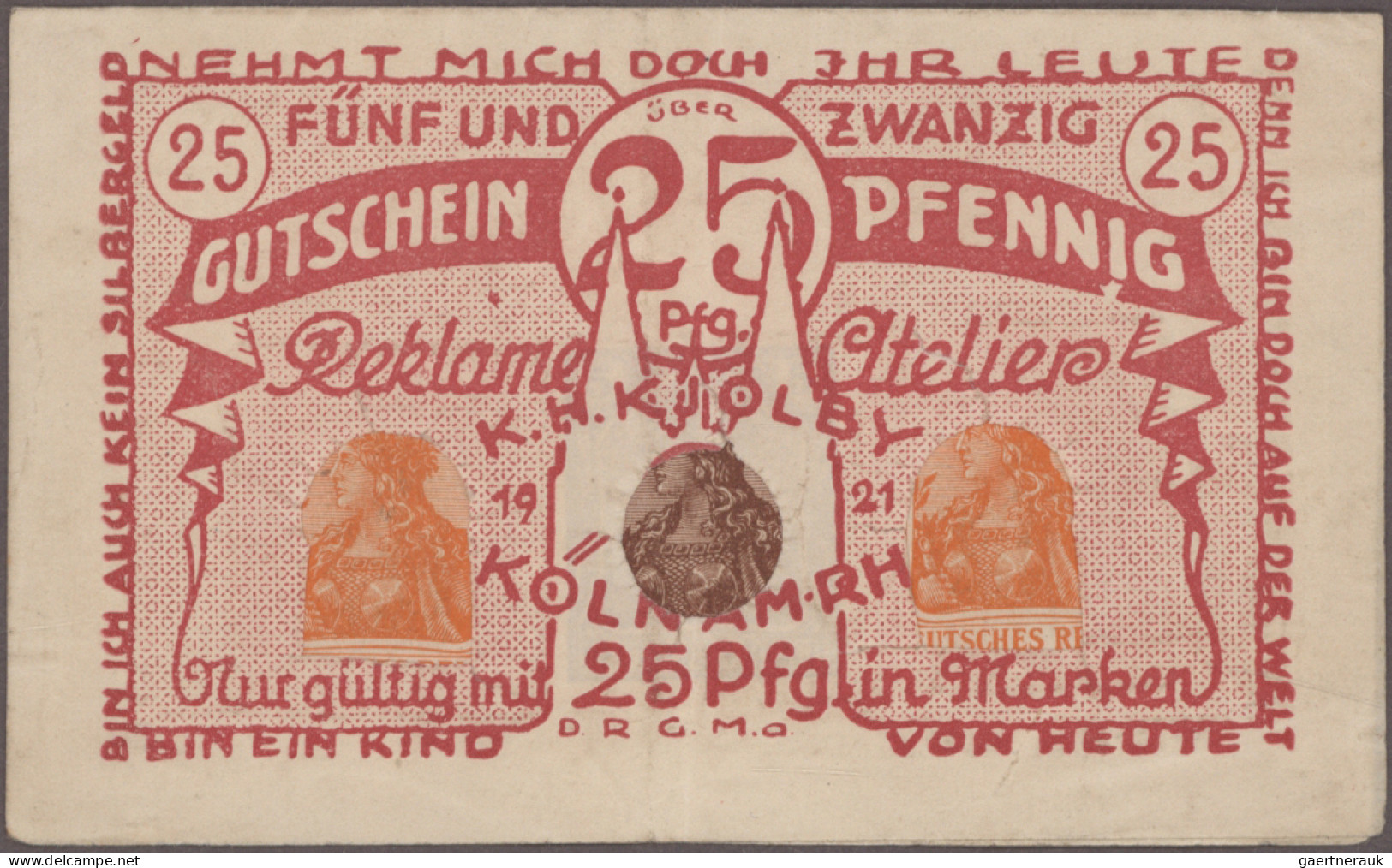 Deutschland - Briefmarkennotgeld: 4 Ausgaben, Dabei Köln, Carl Grave (Kjölby Rek - Otros & Sin Clasificación