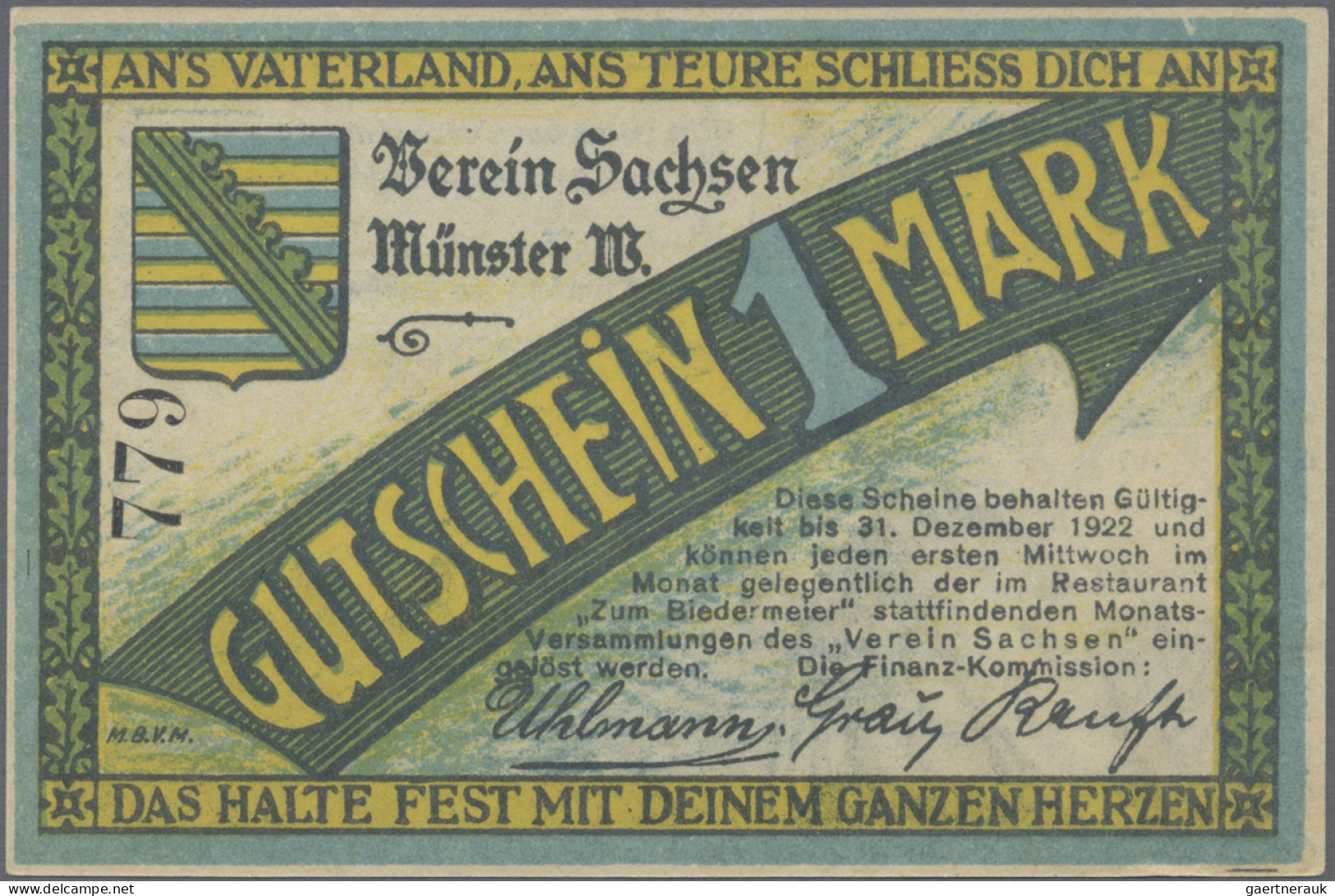 Deutschland - Notgeld - Westfalen: Münster, Verein Sachsen, 1 Mark, O. D. - 31.1 - Other & Unclassified