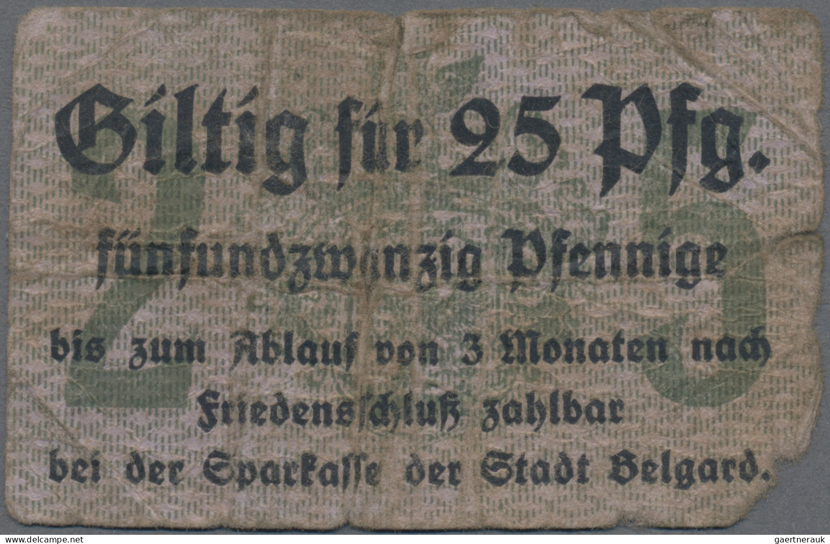 Deutschland - Notgeld - Ehemalige Ostgebiete: Belgard (Persante), Pommern, Stadt - Sonstige & Ohne Zuordnung