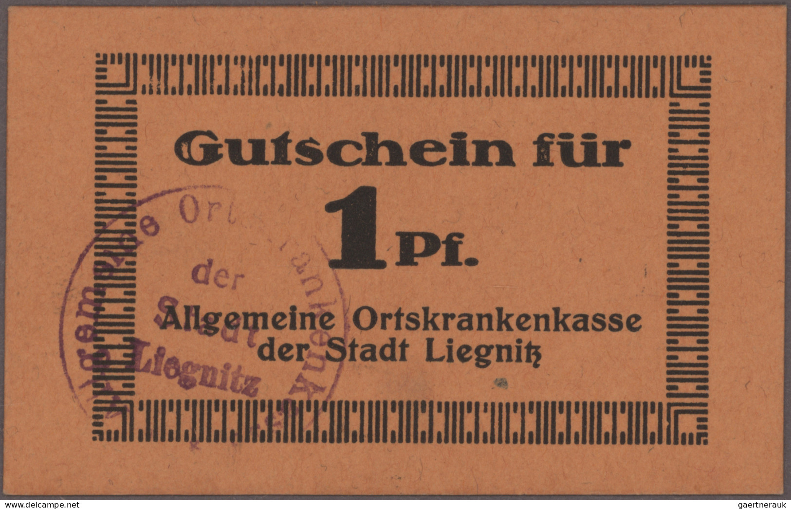 Deutschland - Notgeld - Ehemalige Ostgebiete: Liegnitz, Schlesien, AOK, 2 x 1 Pf