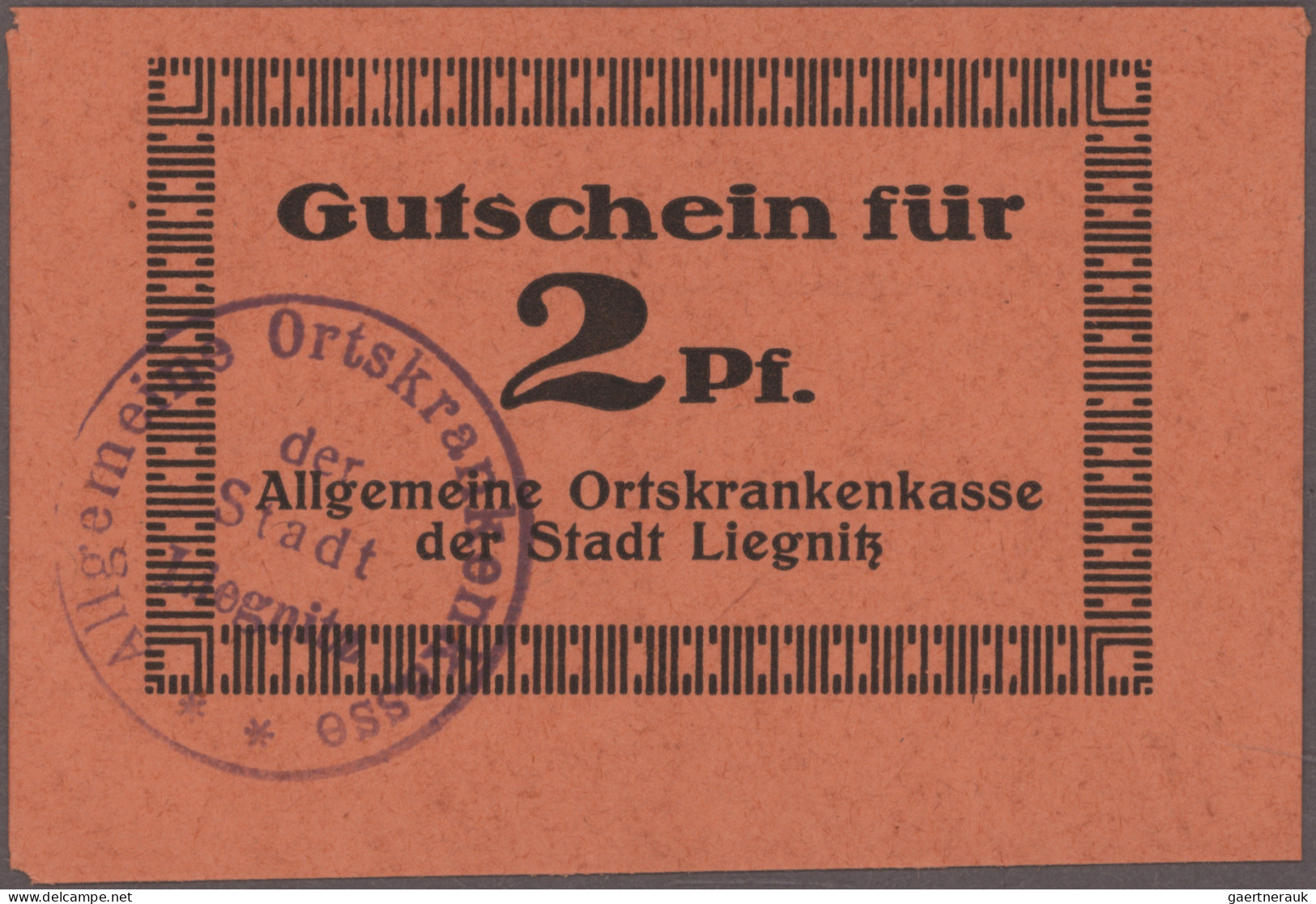 Deutschland - Notgeld - Ehemalige Ostgebiete: Liegnitz, Schlesien, AOK, 2 x 1 Pf