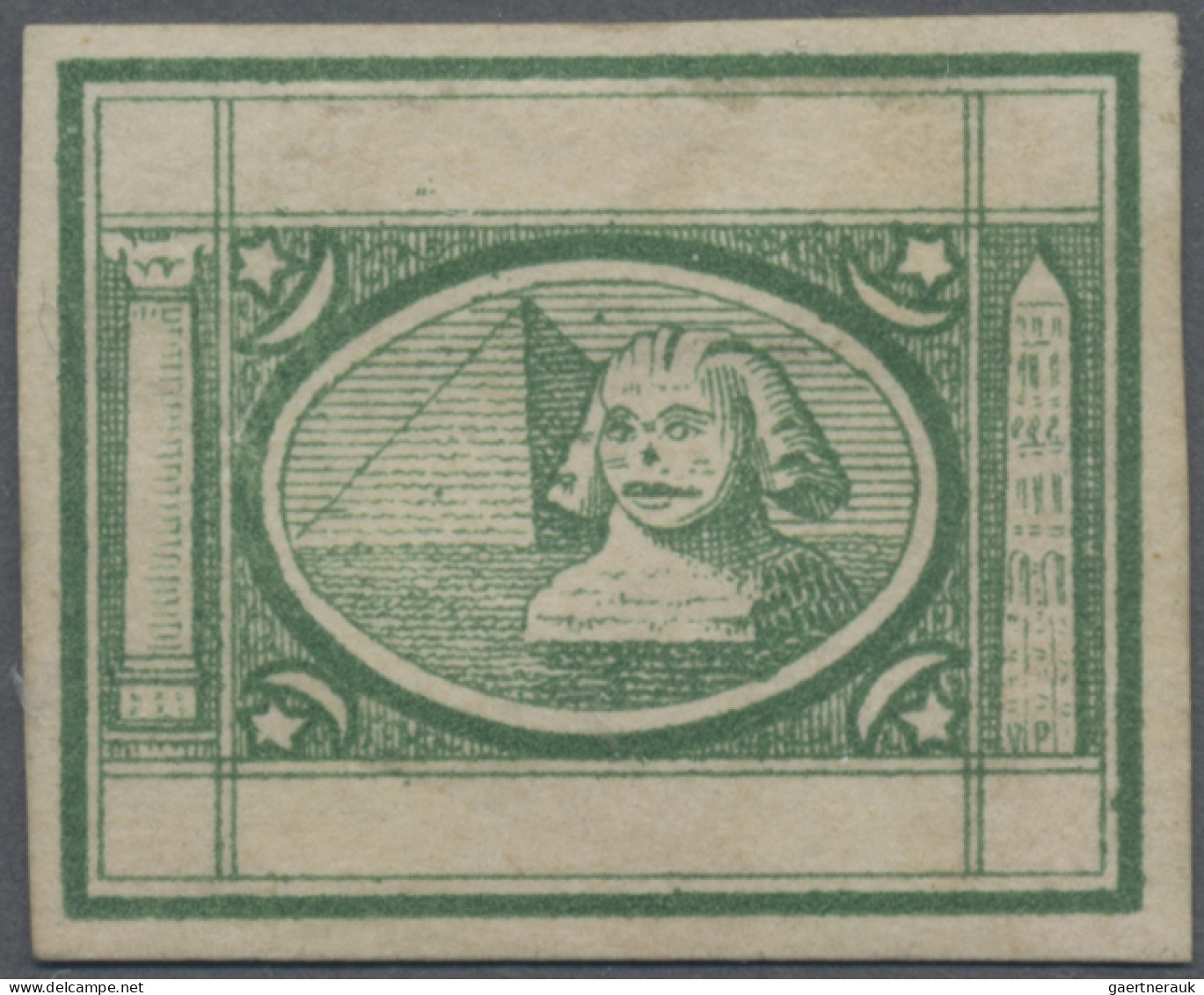 Egypt: 1867, Sphinx/Pyramid, Imperforate Proof In Green, Issued Design But Blank - Unused Stamps