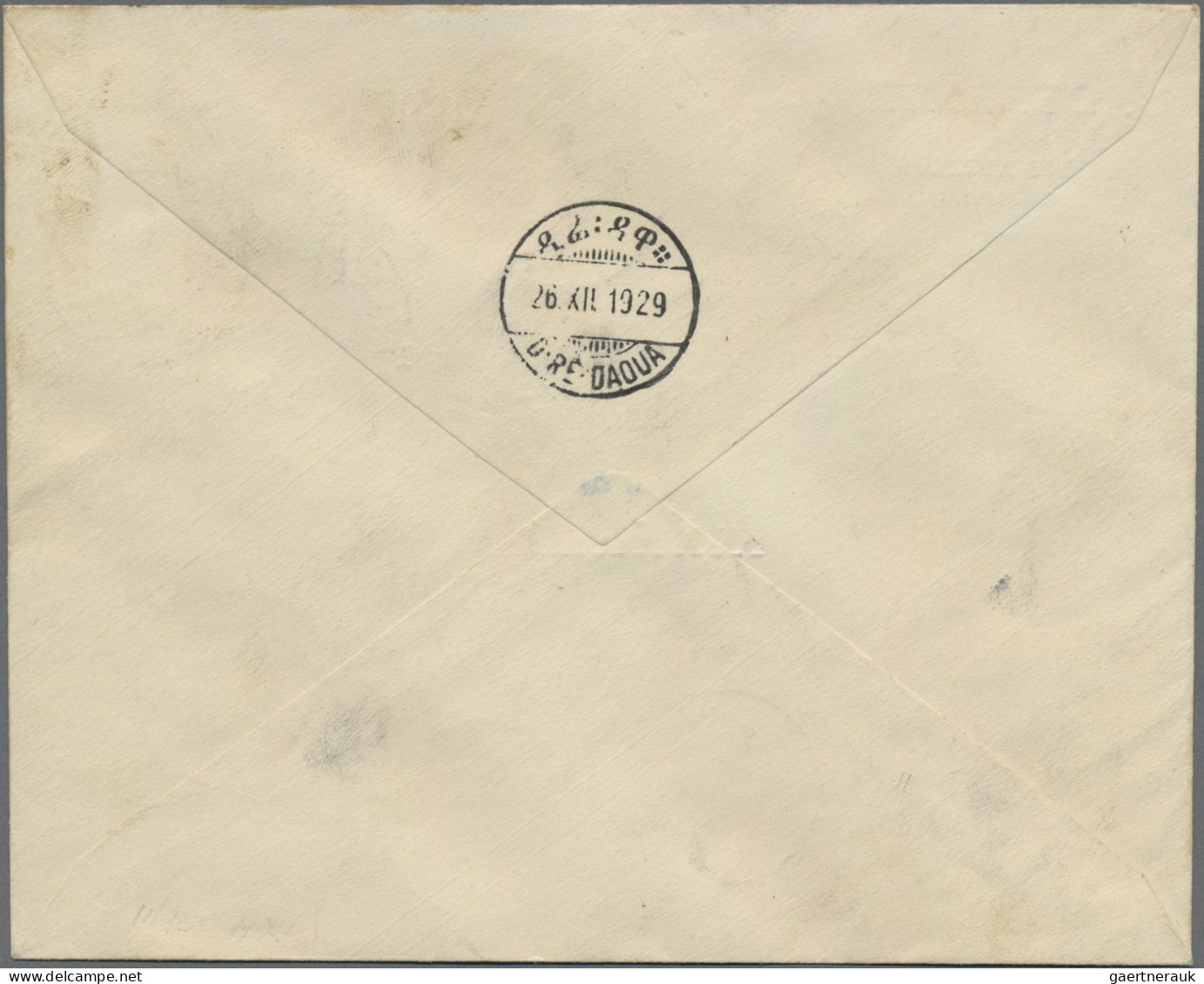 Ethiopia: 1926, Airmail Surcharge ⅛m.-4m., Short Set Of Six On Registered 1st Fl - Ethiopia