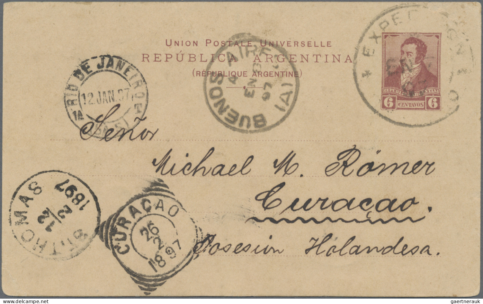 Argentina - Postal Stationary: 1893, 6 Centavos Ganzsachenkarte Ausgabe, Bedarfs - Postwaardestukken