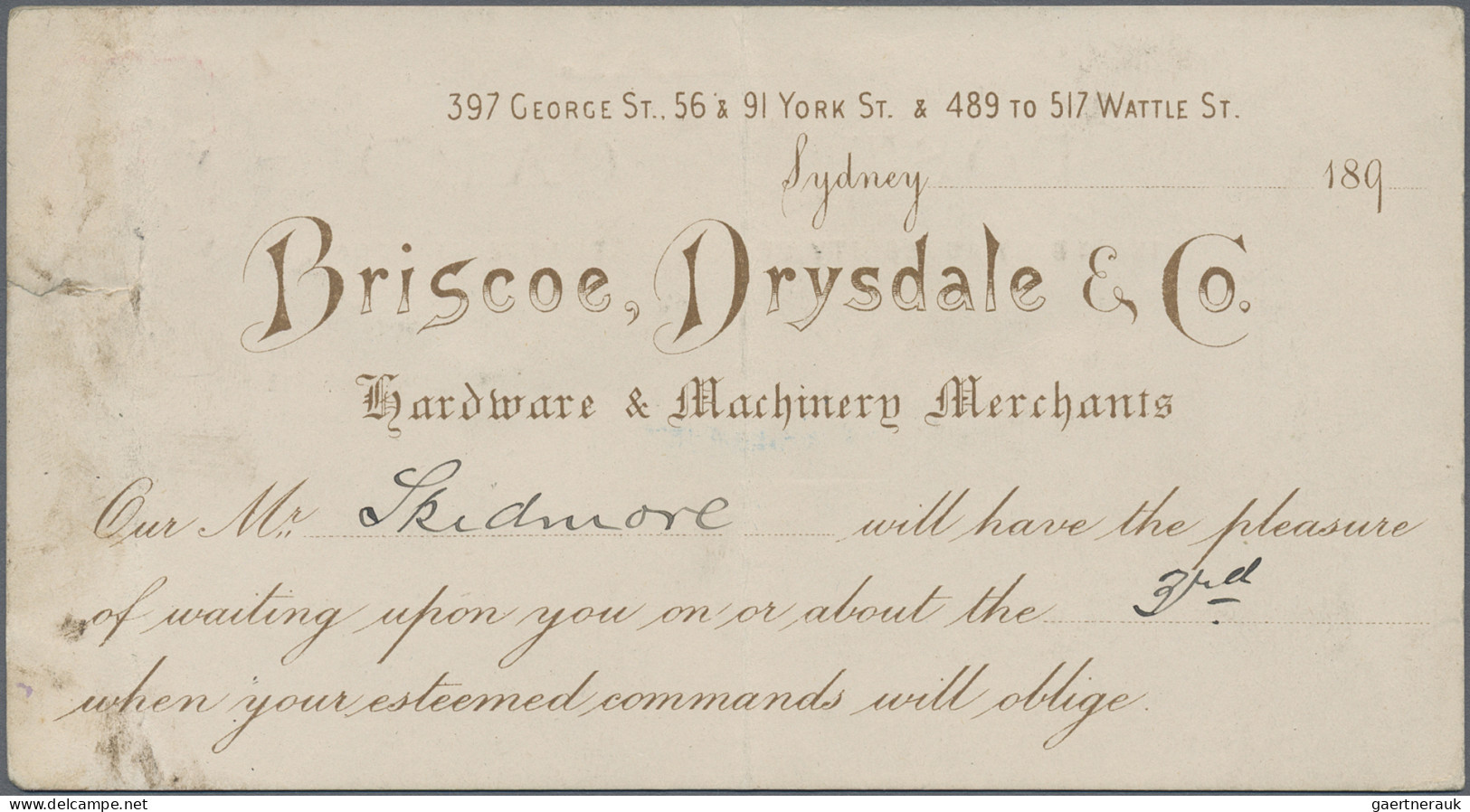 New South Wales: 1899 (3.3.), PTPO Stat. Postcard 1d. Red Headed 'Special Post C - Brieven En Documenten