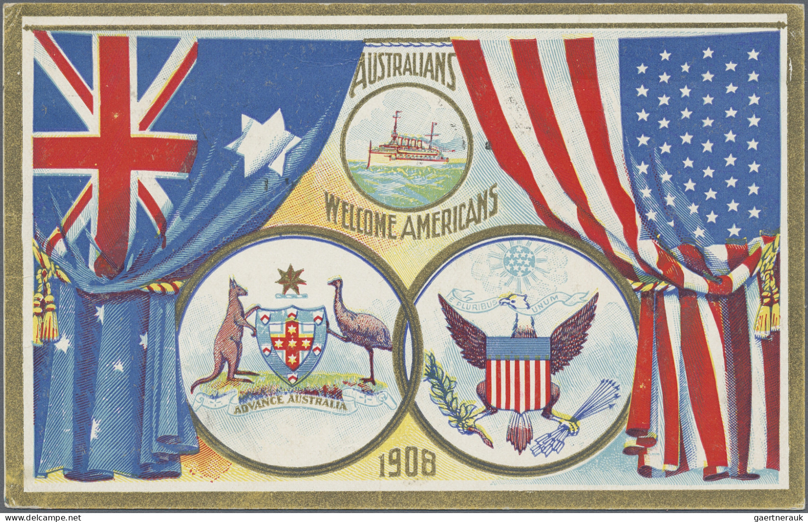 New South Wales: 1908 (1.11.), Stat. Postcard 1½d. Blue For The Visit Of The AME - Storia Postale