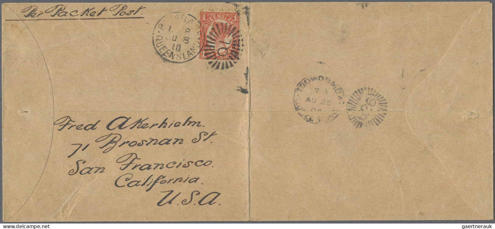 Queensland - Postal Stationery: 1904, 1d Orange QV Printed-to-order Envelope, Ma - Storia Postale