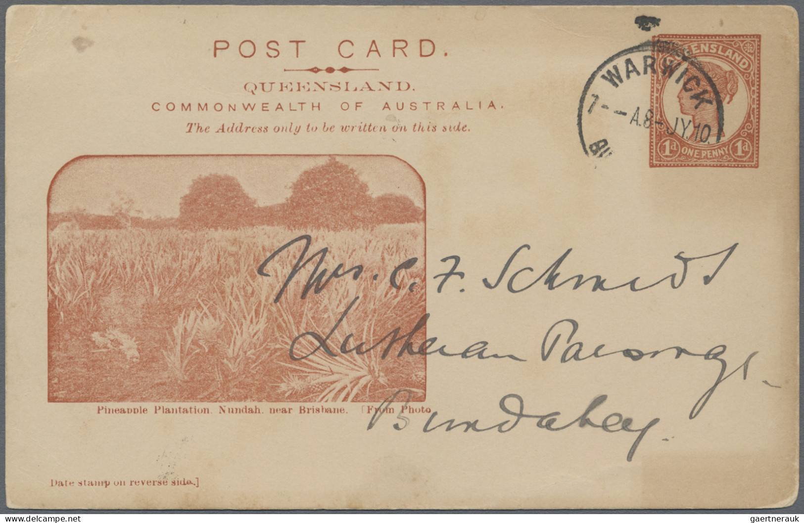 Queensland - postal stationery: 1905, 1d orange brown on cream to buff QV pictor