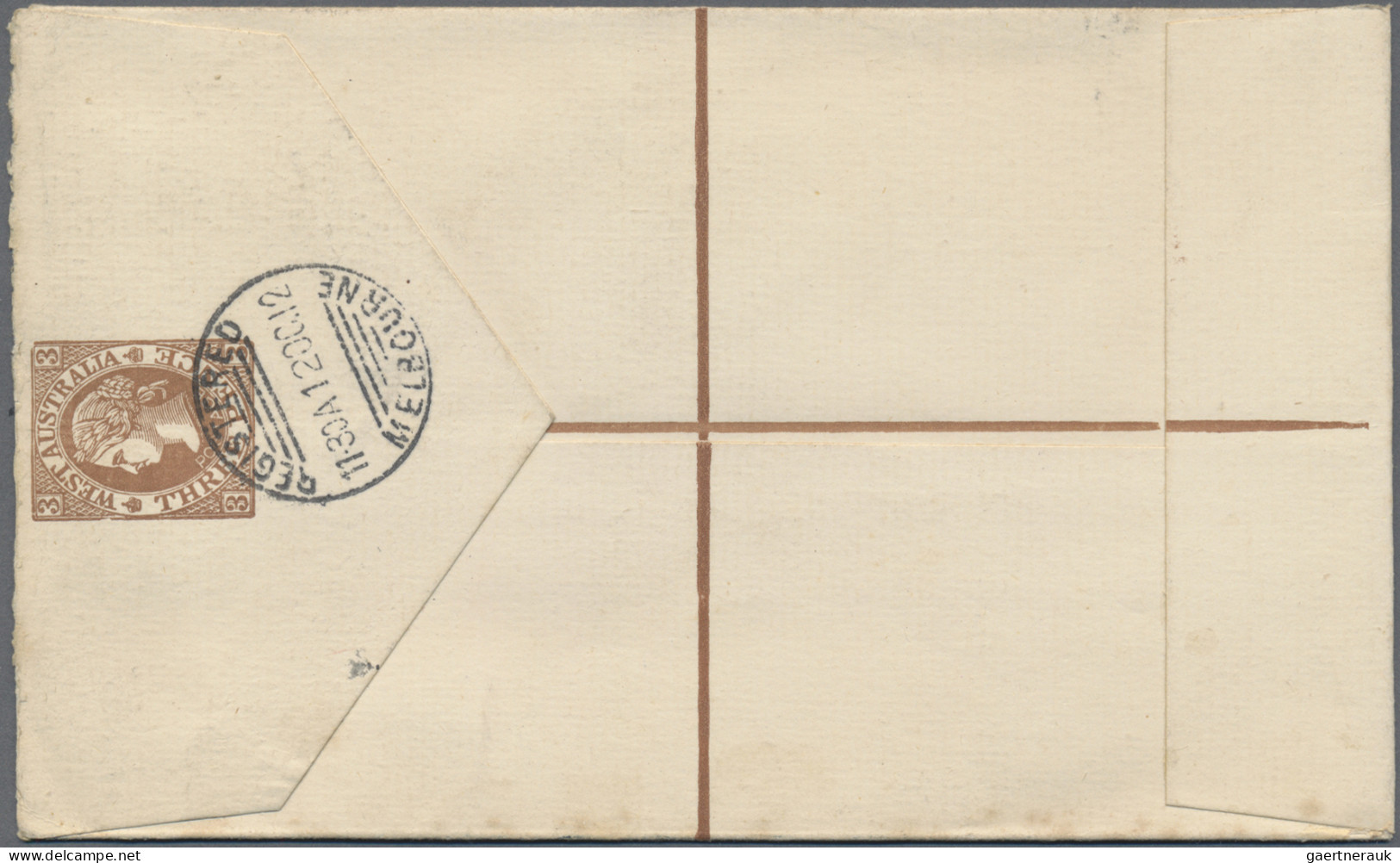 Western Australia: 1912 (12.10.), Registered Letter QV 3d. Brown (text In Brown) - Cartas & Documentos