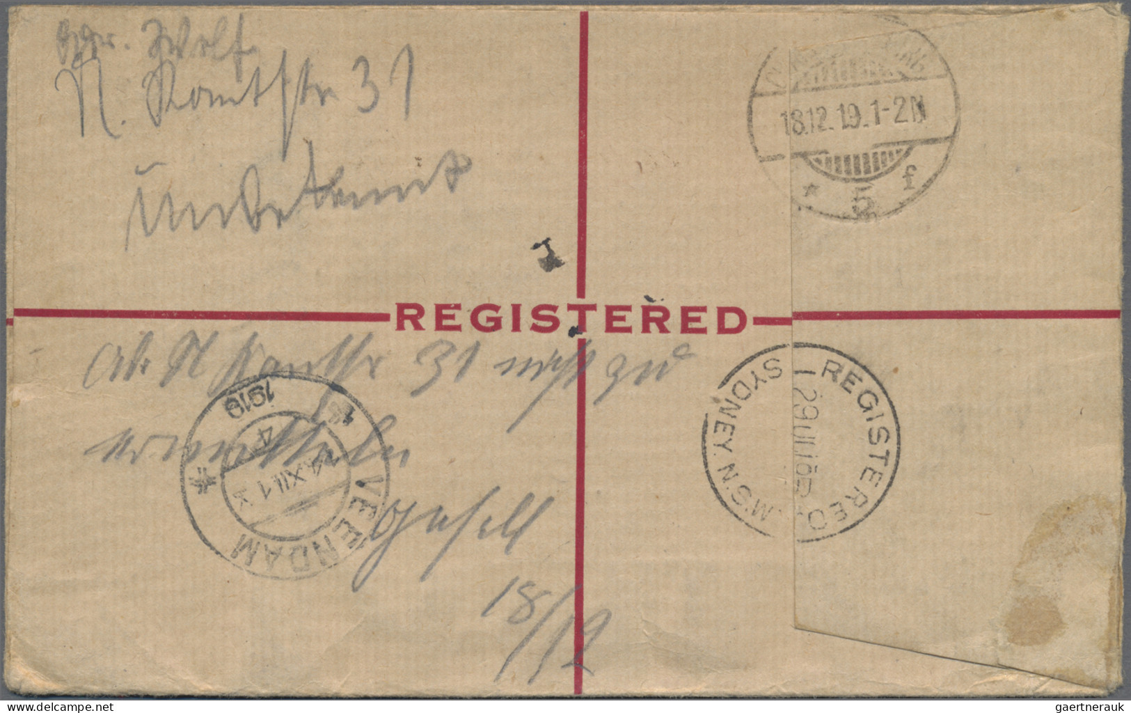 Australia - Postal Stationery: 1919, Registration Envelope KGV Sideface 4d Orang - Postal Stationery