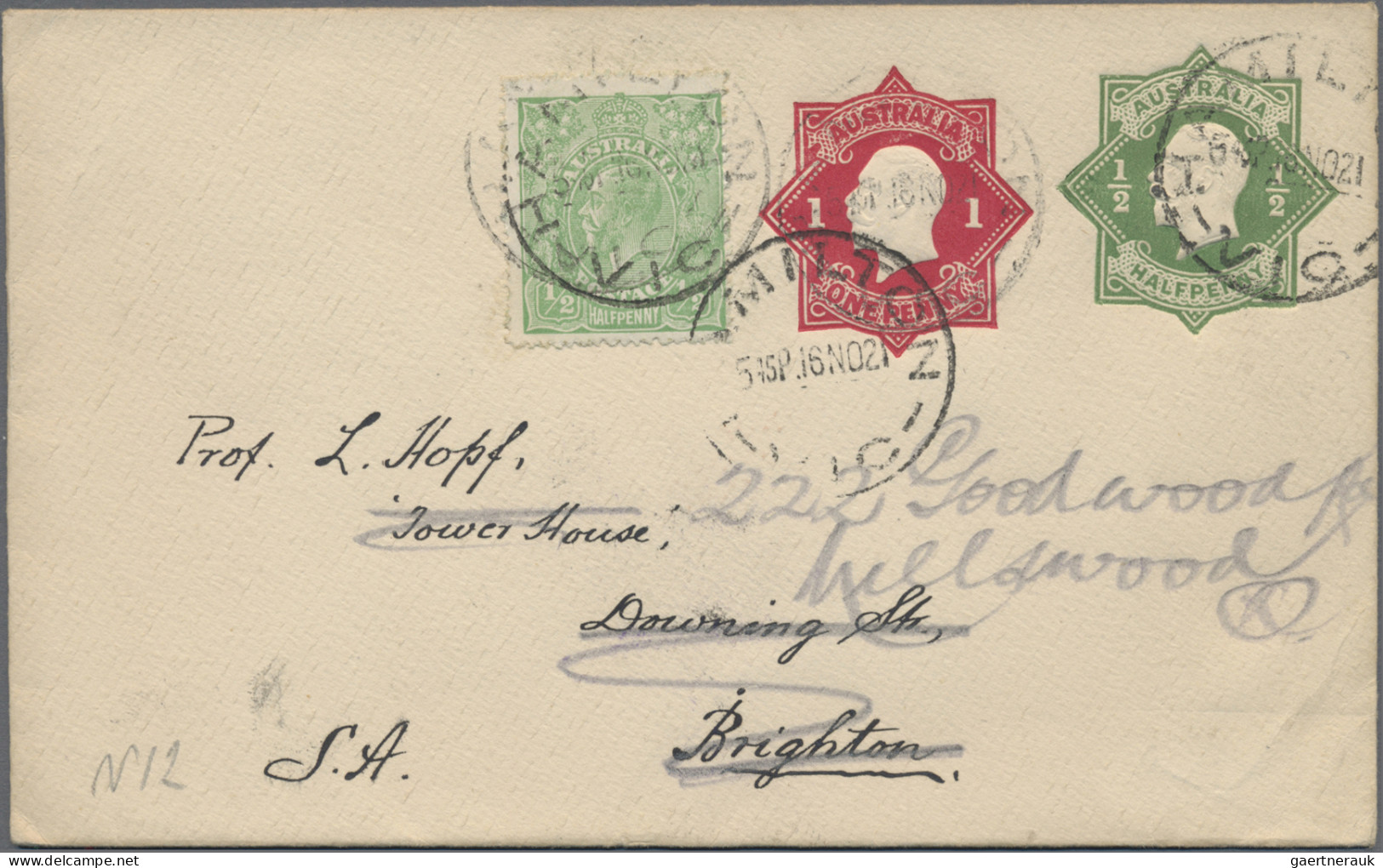 Australia - Postal Stationery: 1920, Stationery Envelope KGV Star 1/2d On Cream - Postwaardestukken