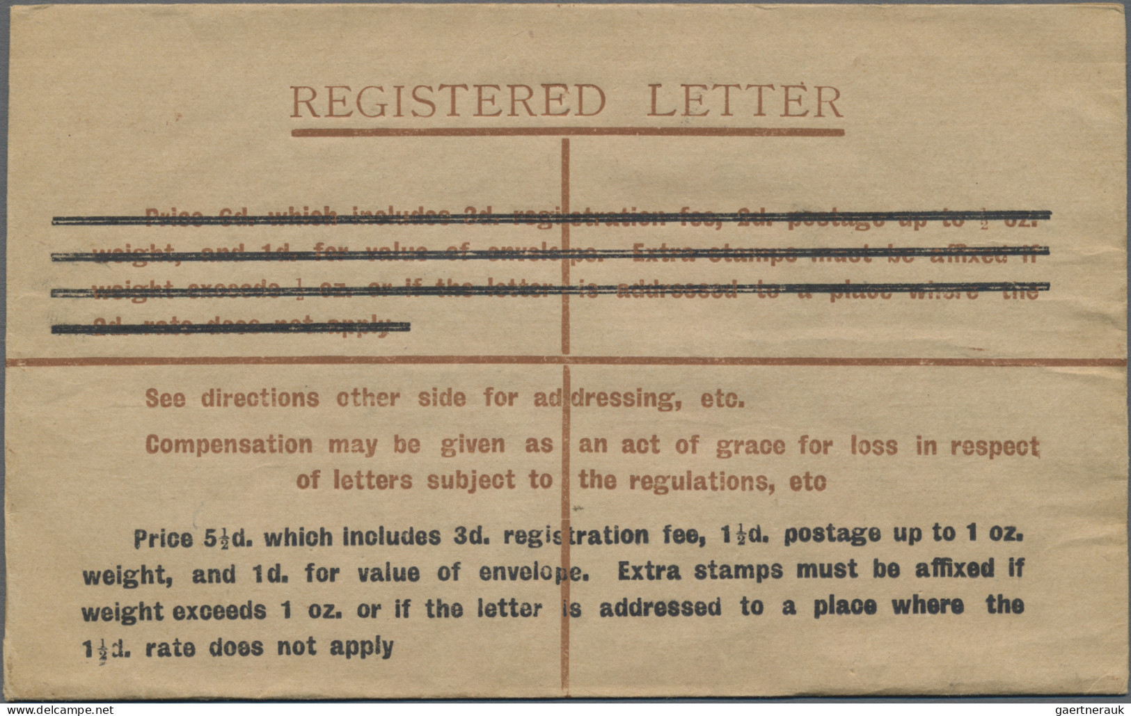 Australia - Postal Stationery: 1923, FOURPENCE/HALFPENNY On 5d Brown KGV Registr - Entiers Postaux