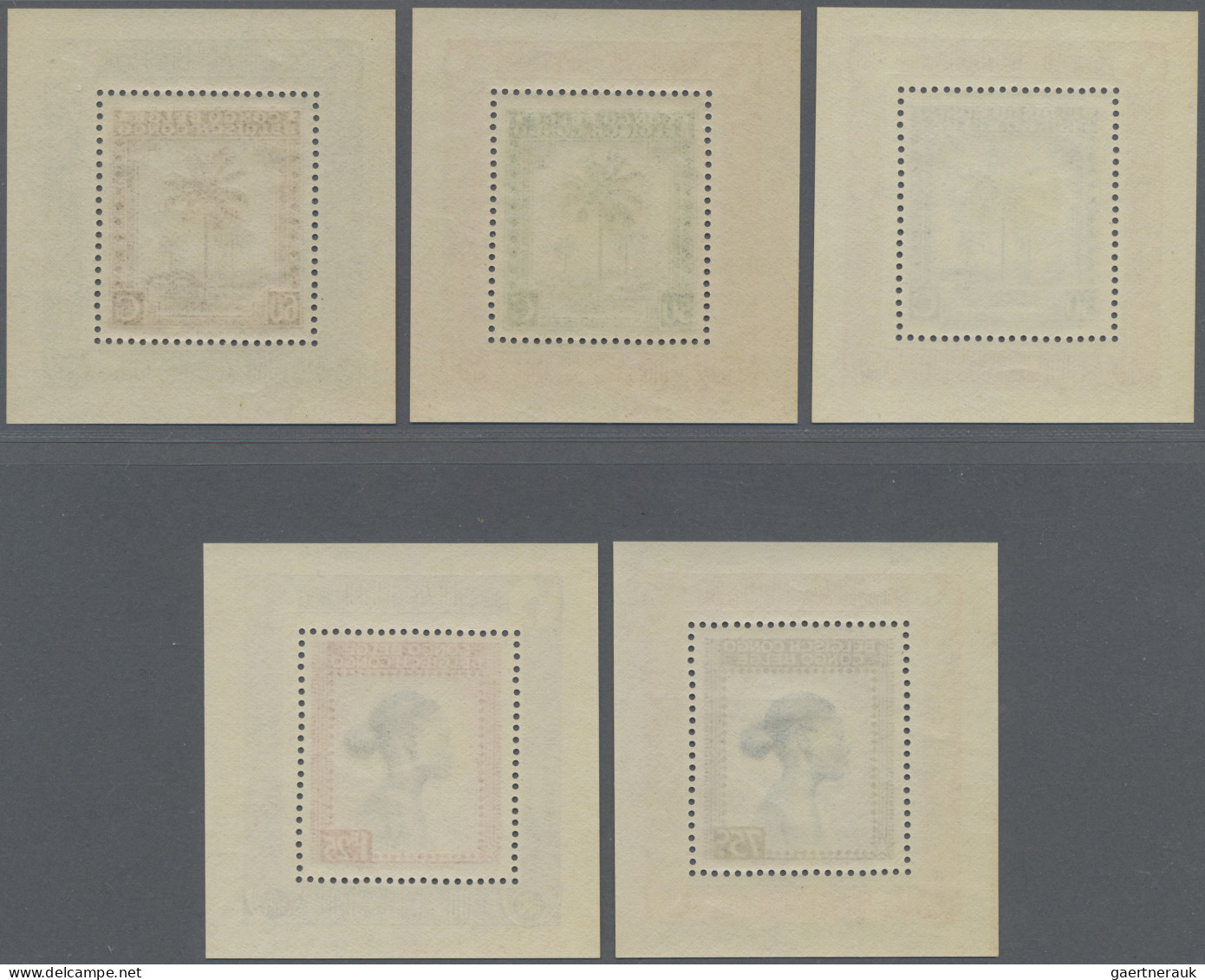Belgian-Congo: 1949: UPU Mini Sheets, Complete Set Of Eight, Mint Never Hinged. - Otros & Sin Clasificación