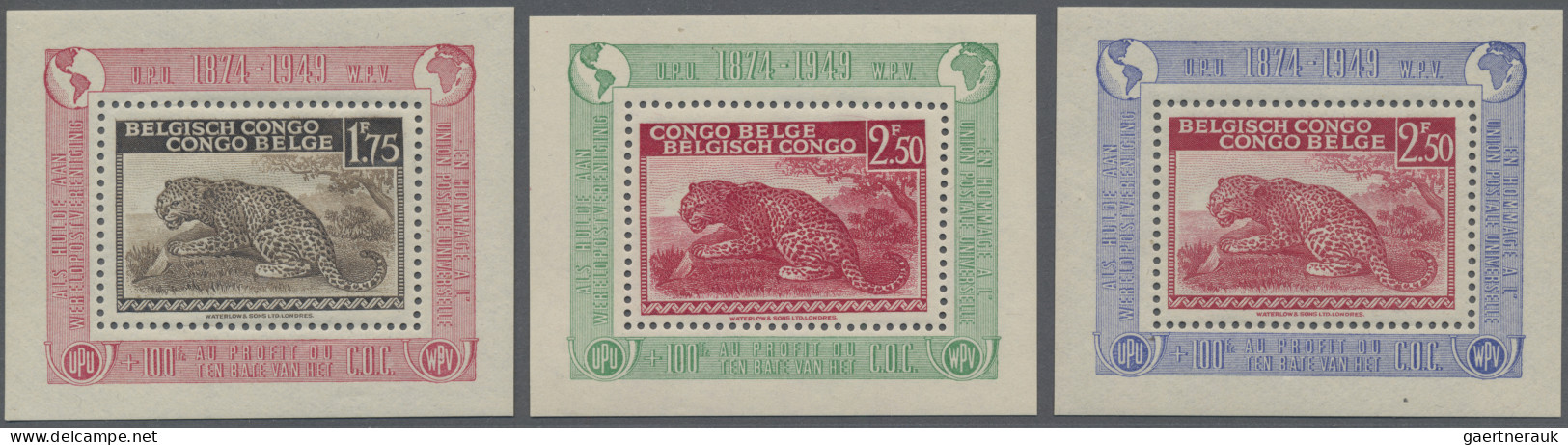 Belgian-Congo: 1949: UPU Mini Sheets, Complete Set Of Eight, Mint Never Hinged. - Andere & Zonder Classificatie