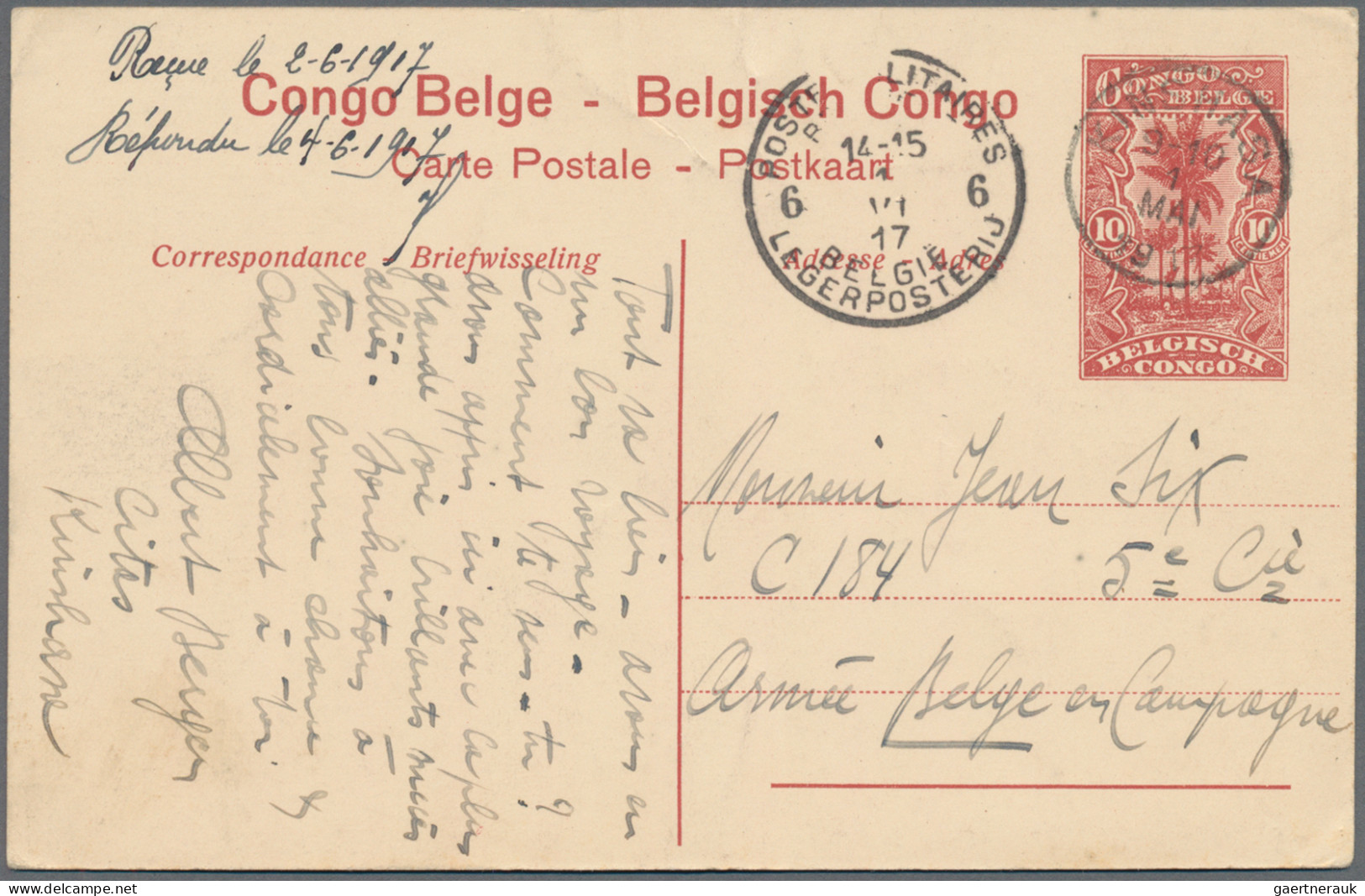 Belgian Congo  - postal stationery: 1900/17, four stationery cards all used to B