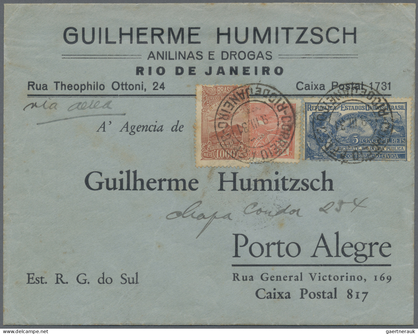 Brazil: 1931, SELO DE "CONTRIBUICAO CIVICA", 5 Reis Blue, Together With Brazil 2 - Sonstige & Ohne Zuordnung