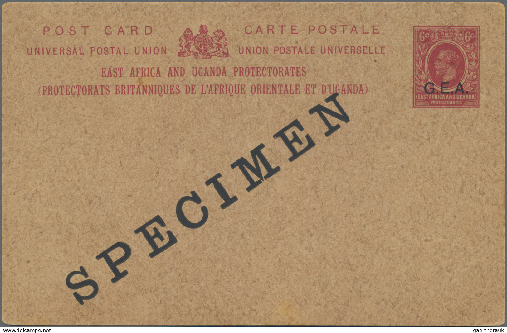 British East Africa+Uganda - Postal Stationery: 1917, KGV 6 C Red Postal Station - Protectorados De África Oriental Y Uganda
