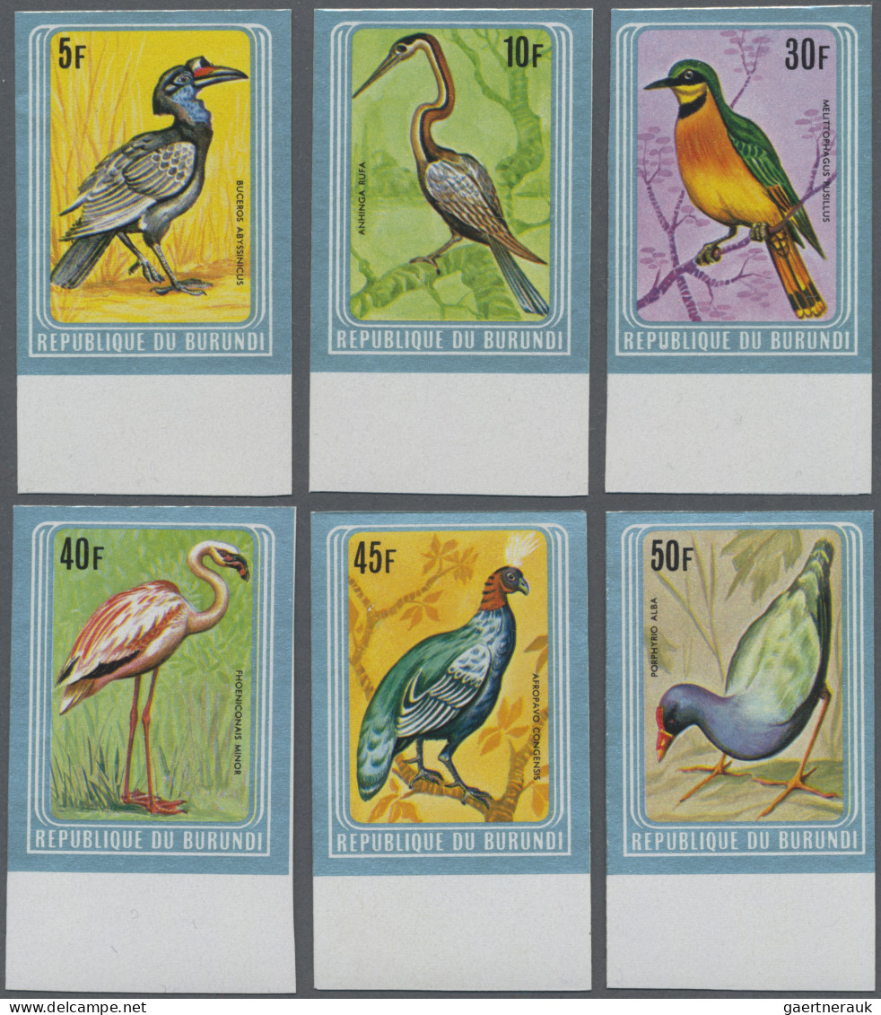 Burundi: 1979: Birds, 6 Imperforate Values With Blue-green Metal-coloured Frame. - Nuevos
