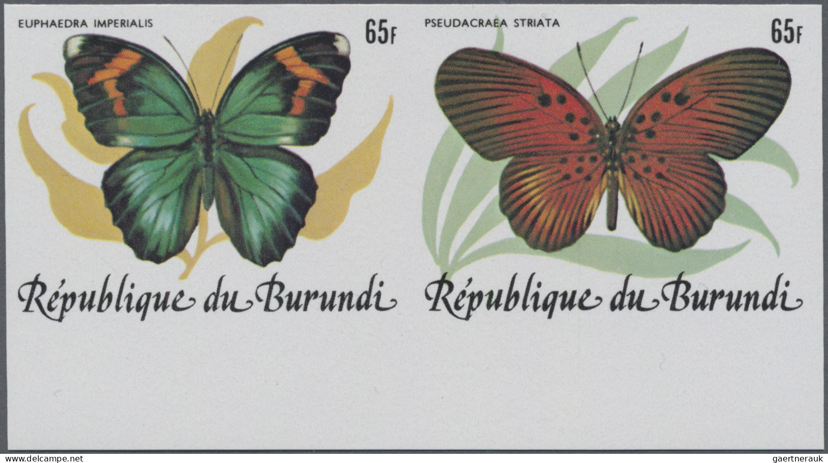 Burundi: 1984: Butterflies, Se-tenant 5 Pairs Of Perforated (COB 385 €) And Impe - Unused Stamps