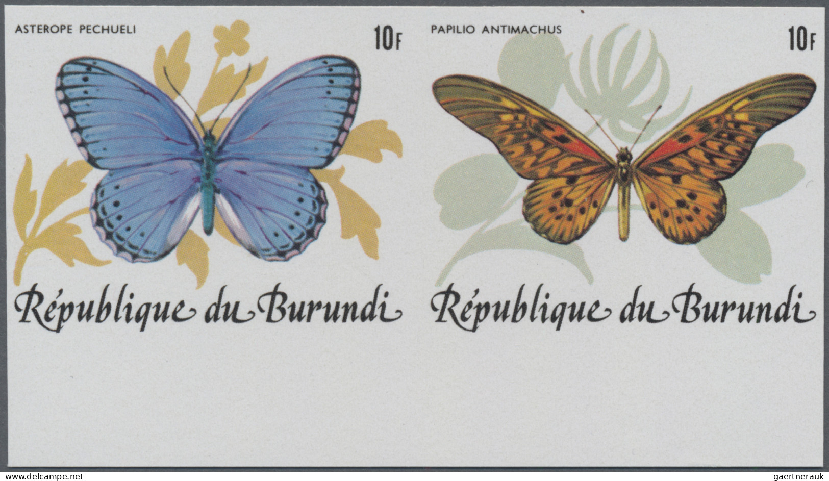 Burundi: 1984: Butterflies, Se-tenant 5 pairs of perforated (COB 385 €) and impe