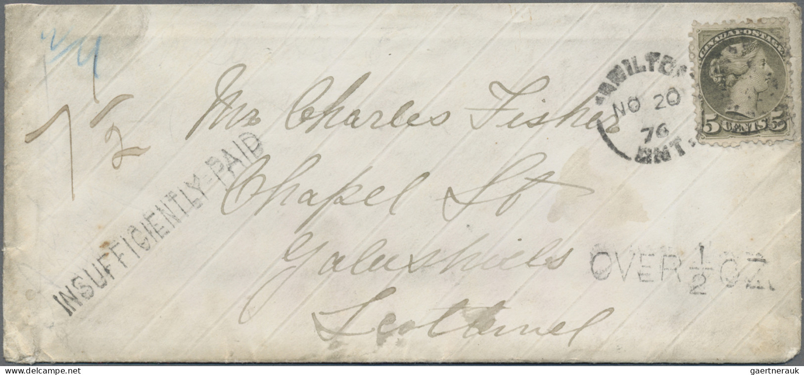 Canada: 1870 5 C. Resp. 2 C.+ 3 C. Each Of 1876 Covers From Hamilton To Galashie - Other & Unclassified