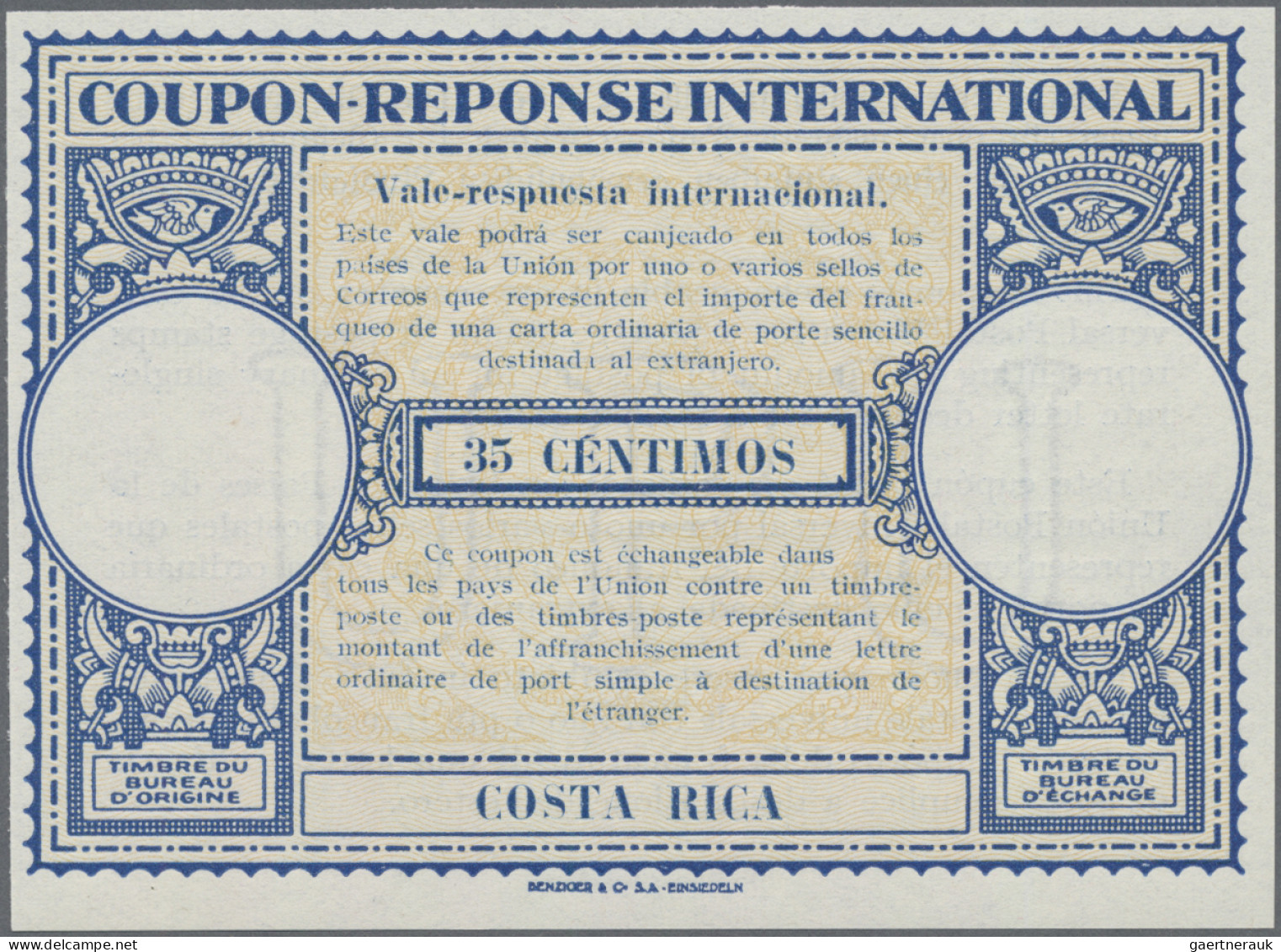 Costa Rica - Postal Stationry: 1947 Intern. Reply Coupon "London" Hybrider Type - Costa Rica