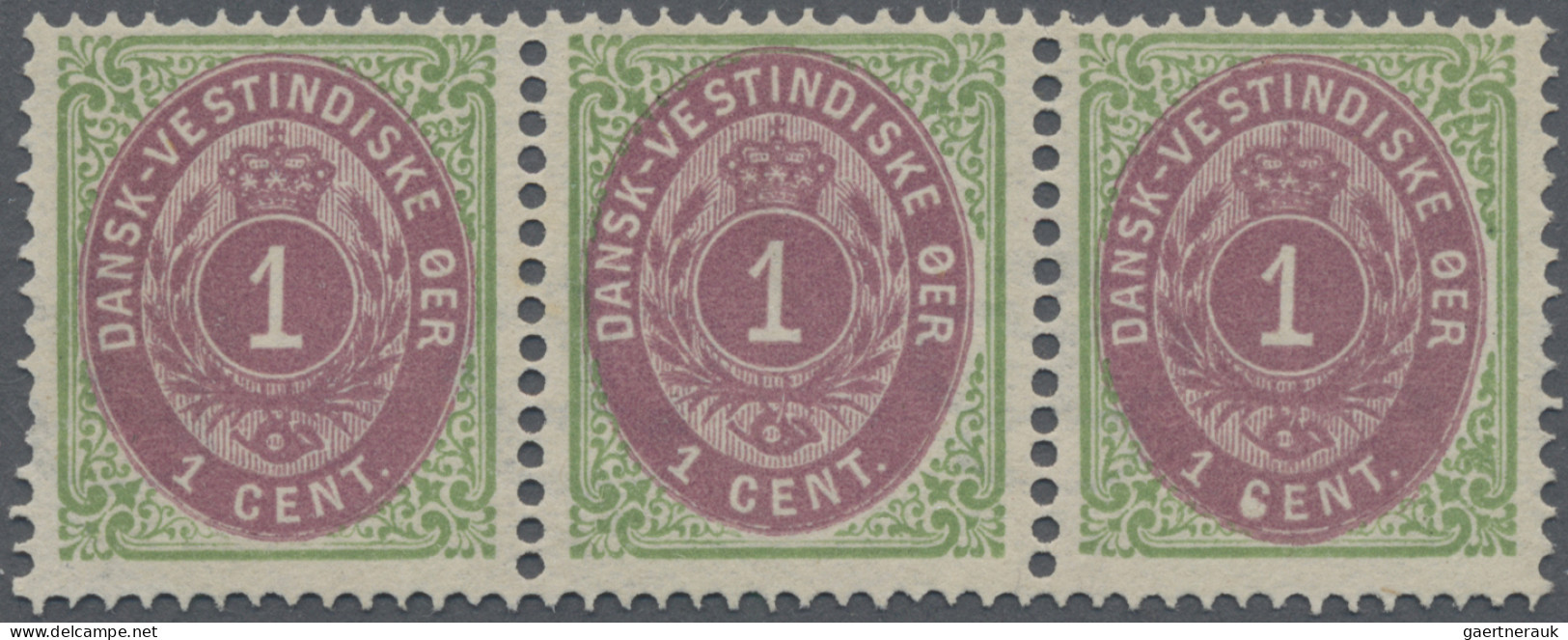 Danish West Indies: 1873 1c. Purple-lilac & Green From 2nd Printing (thick Frame - Danemark (Antilles)