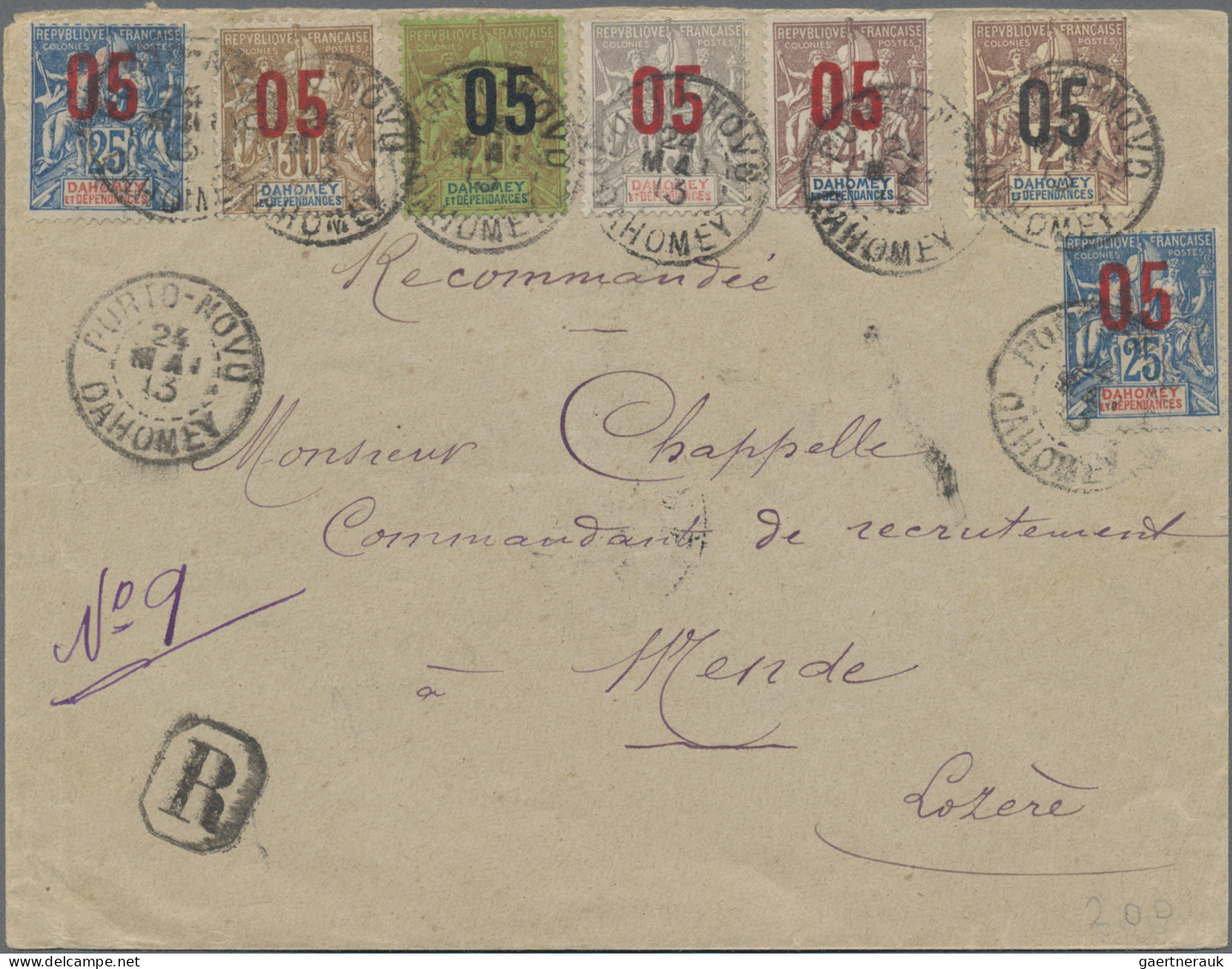 Dahomey: 1912, 05 Surcharges, 1.5 Mm Distance: 05 On 2 C., On 4 C., On 15 C., On - Benin - Dahomey (1960-...)