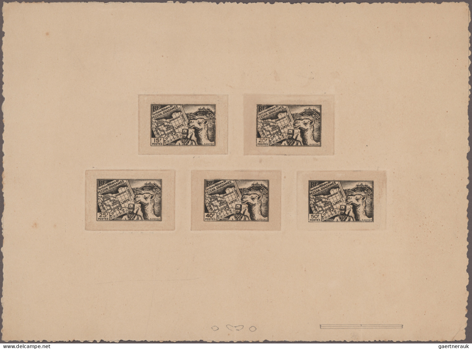 Fezzan: 1946, Definitives, 10 C - 50 F, 15 Values On 3 Collective Die Proofs In - Storia Postale