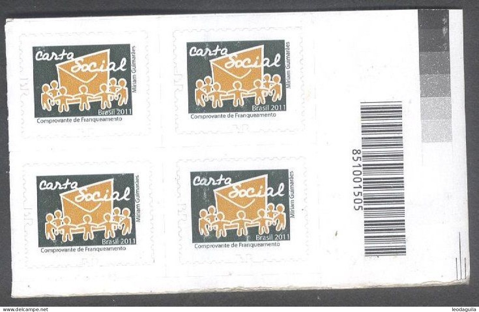 BRAZIL #3180  -  CARTA SOCIAL  - Blk Of 4   2011 - Ungebraucht