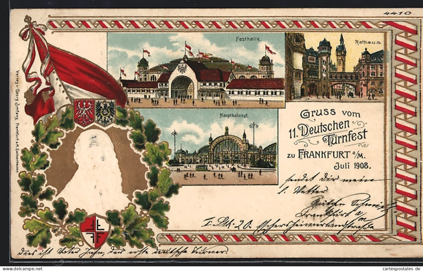 Lithographie Frankfurt A. M., 11. Deutsches Turnfest 1908, Festhalle  - Autres & Non Classés