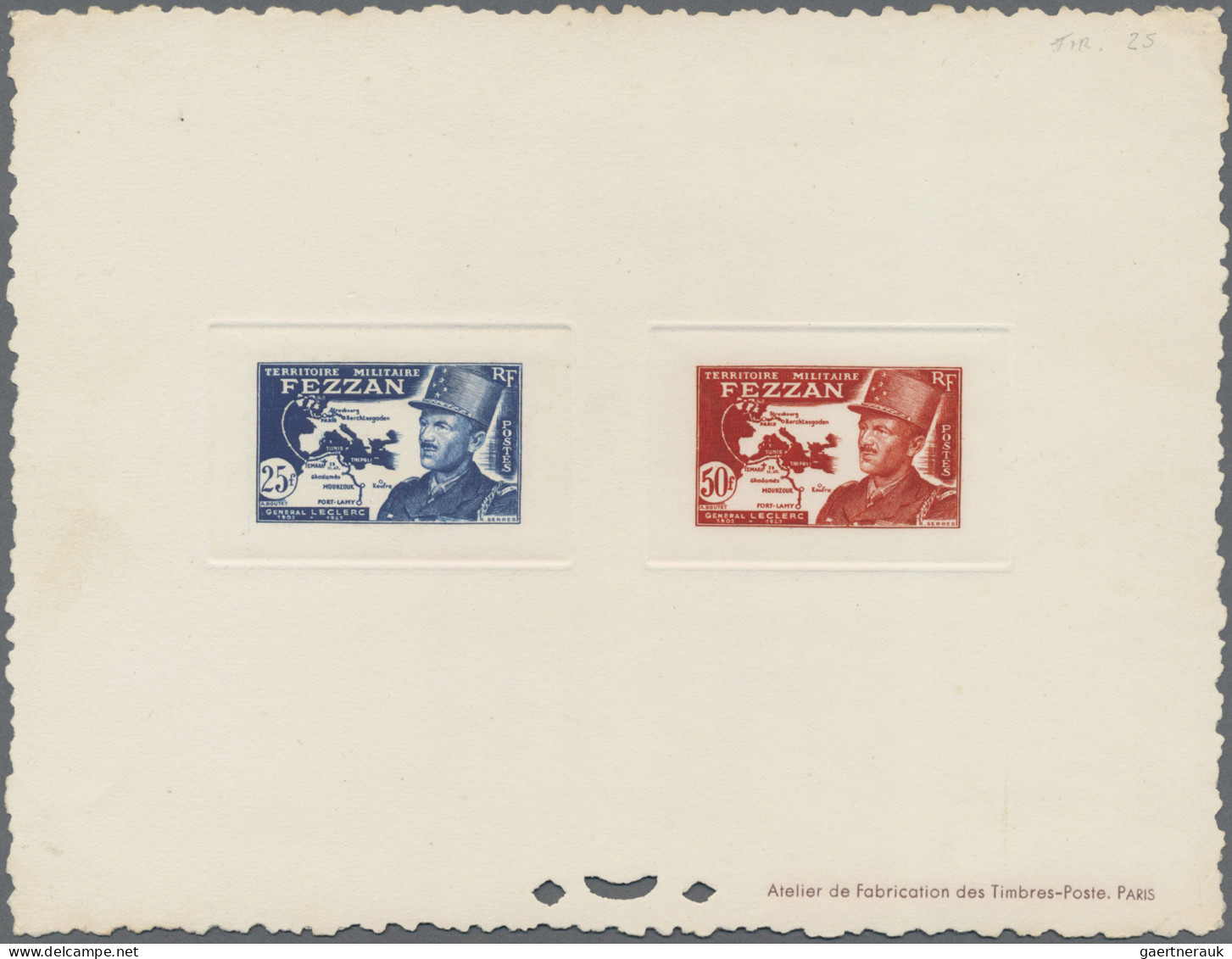 Fezzan: 1949, Definitives, 1 F - 50 F, 11 Values On 5 Collective "Epreuve De Lux - Storia Postale