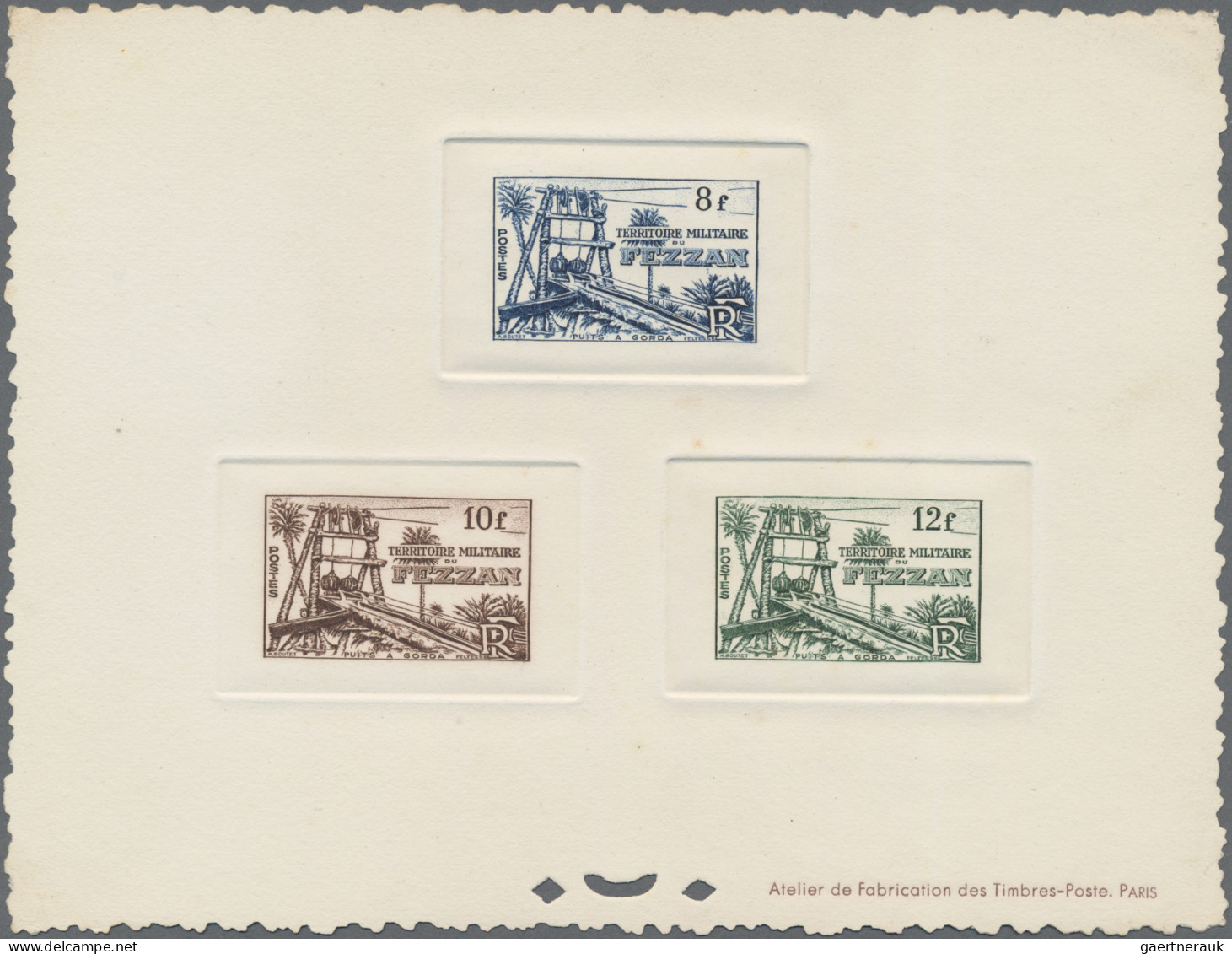 Fezzan: 1949, Definitives, 1 F - 50 F, 11 Values On 5 Collective "Epreuve De Lux - Brieven En Documenten