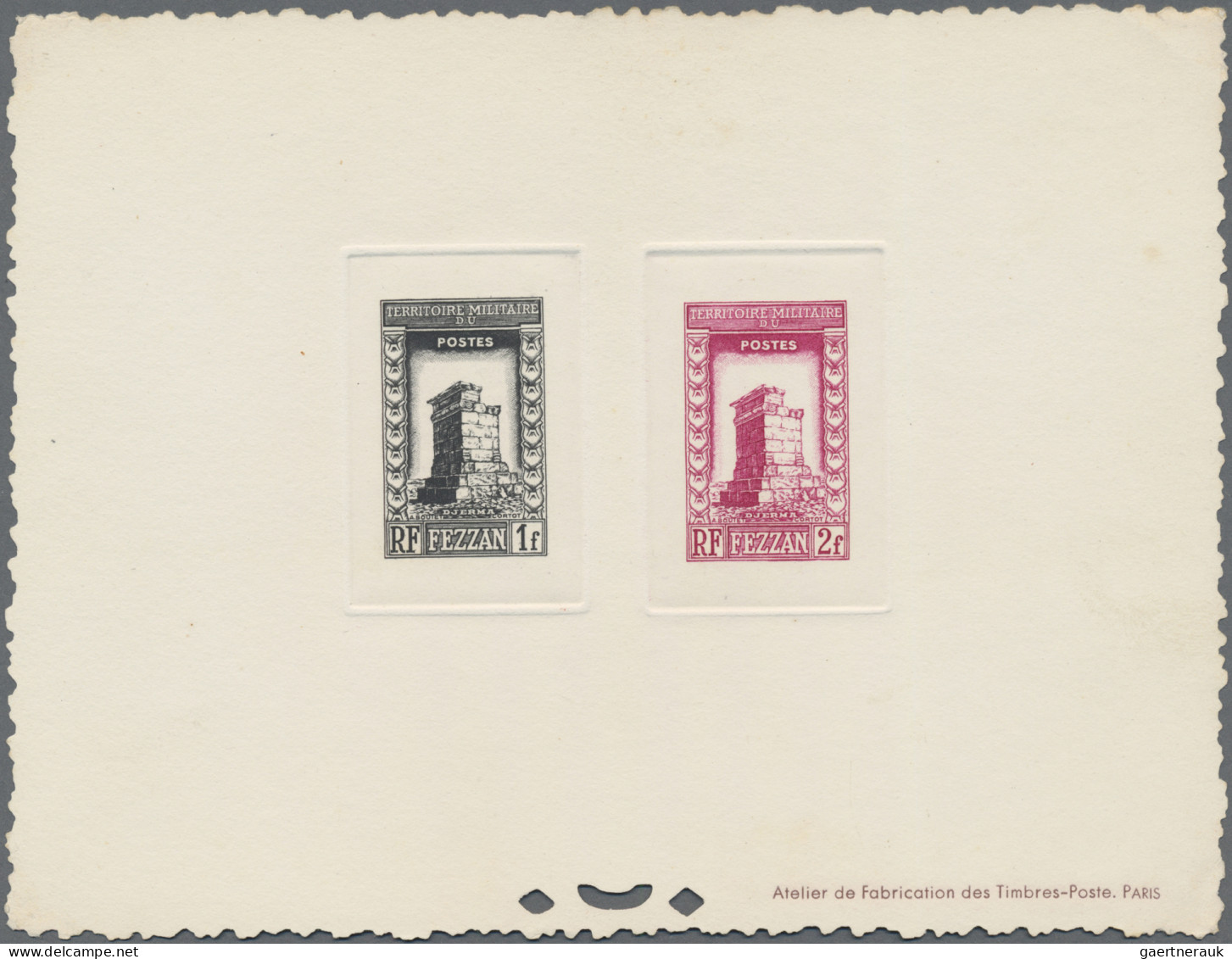 Fezzan: 1949, Definitives, 1 F - 50 F, 11 Values On 5 Collective "Epreuve De Lux - Brieven En Documenten