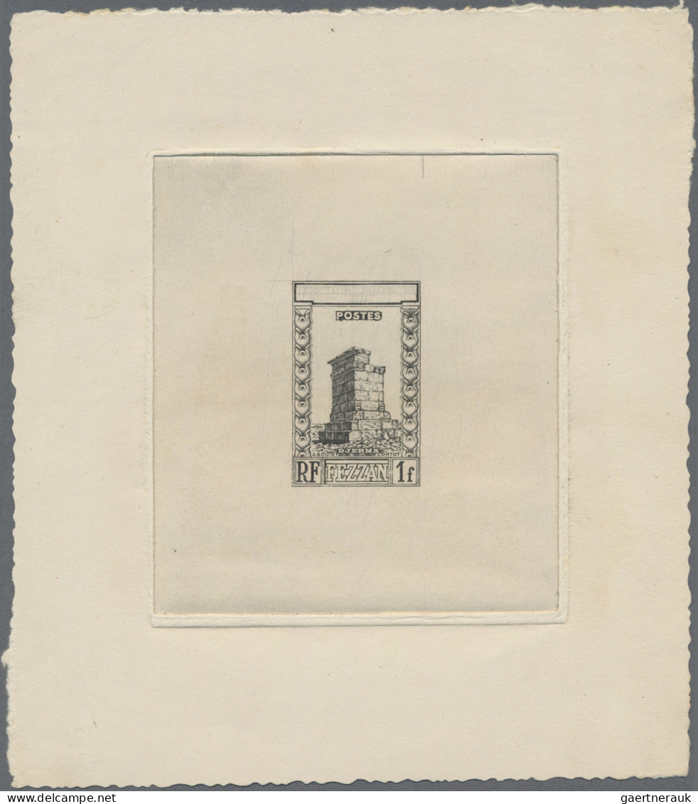 Fezzan: 1949, 1 F, Die Proof In Black, From The First Stage Of The Creating Proc - Storia Postale