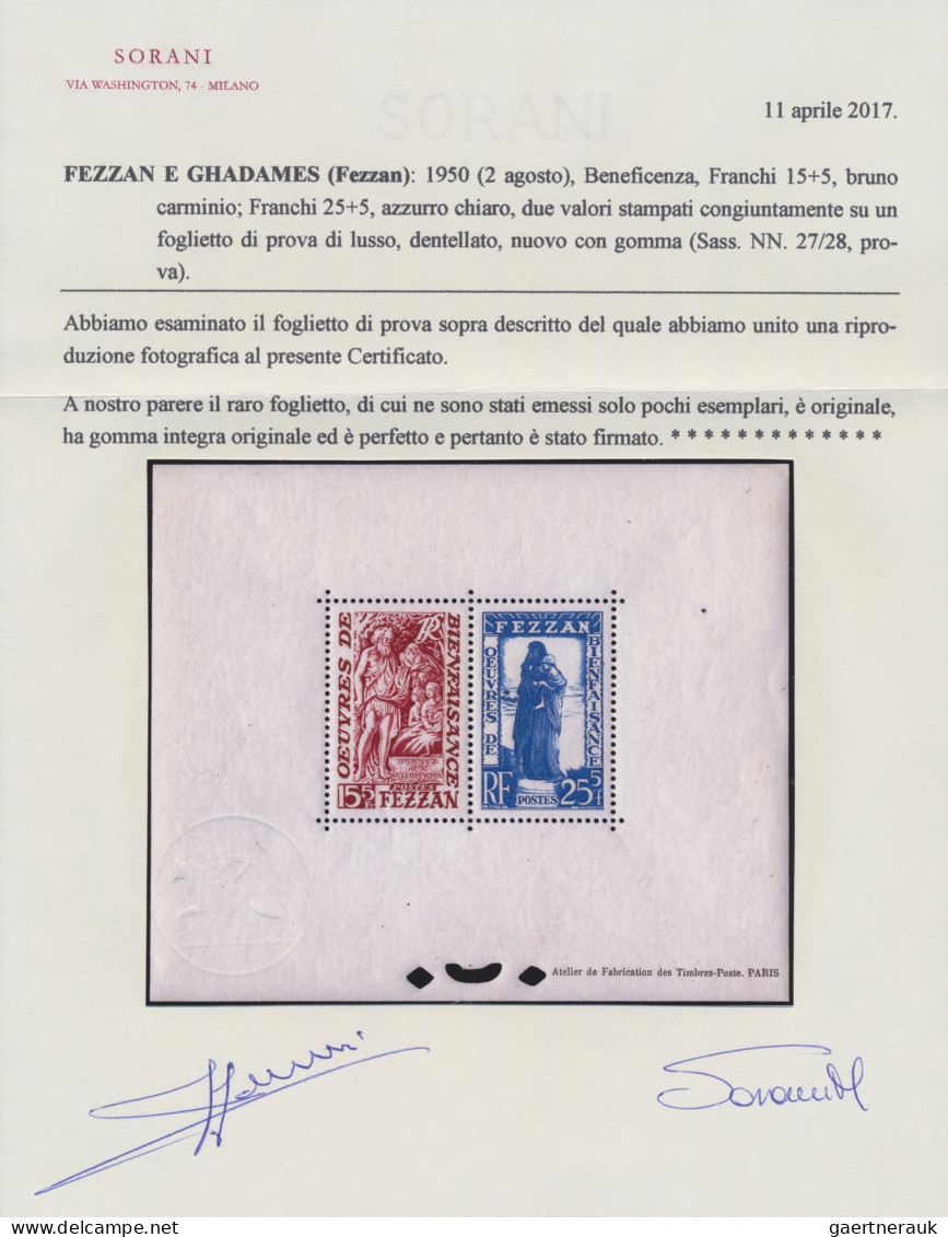 Fezzan: 1950, 15 +5 F And 25+5 F, Charity Issue, Complete Set As Collective, Per - Covers & Documents