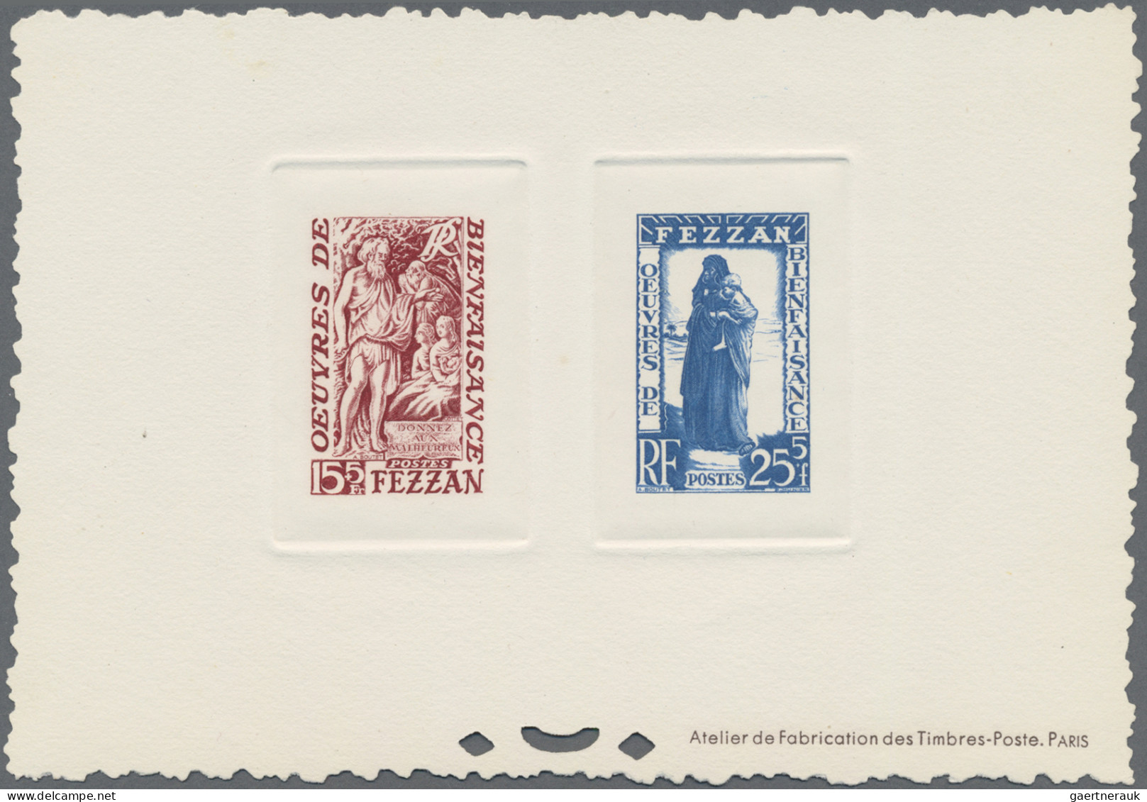 Fezzan: 1950, 15 +5 F And 25+5 F, Charity Issue, Complete Set As Collective "Epr - Covers & Documents