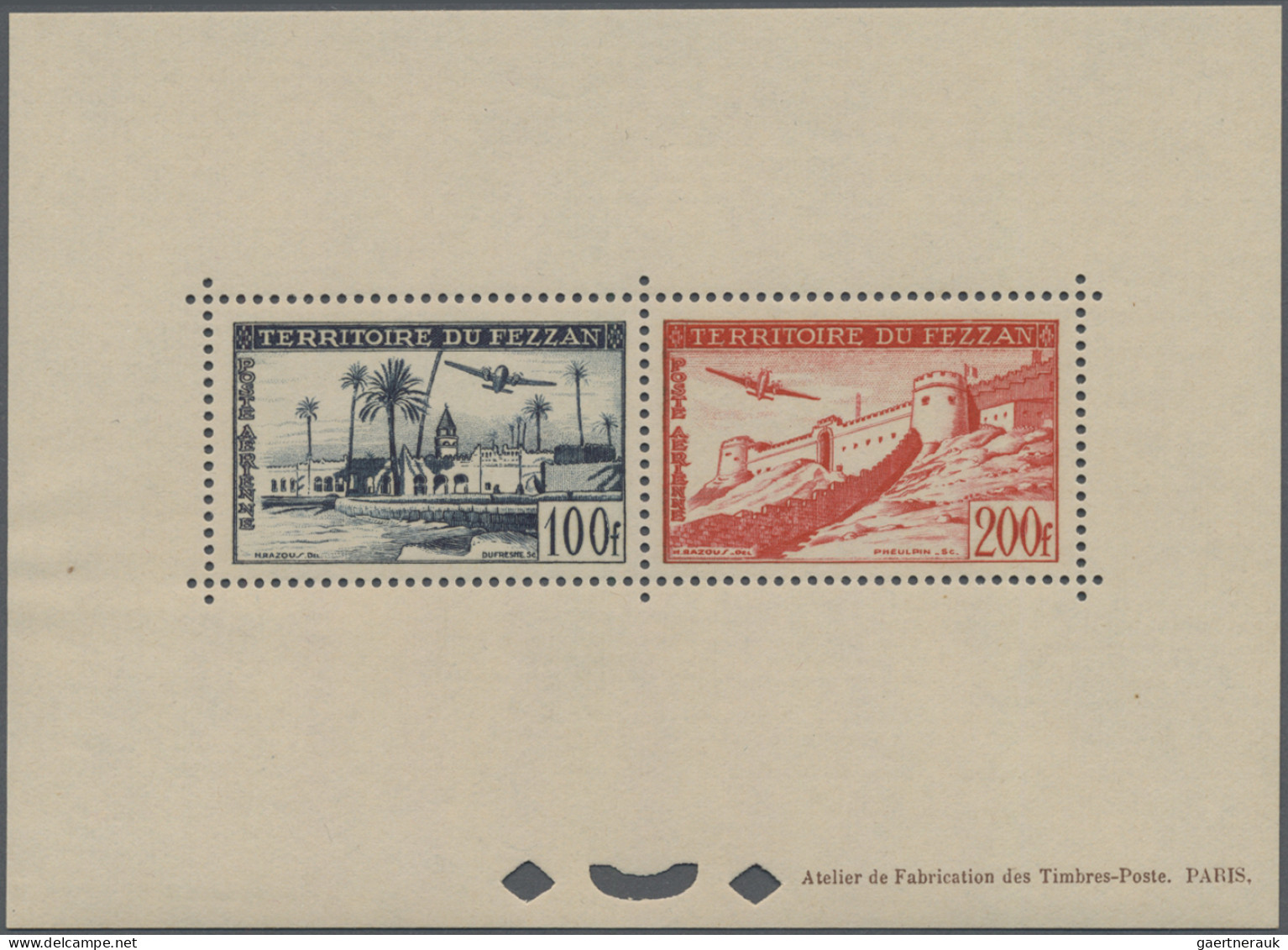 Fezzan: 1951, Definitives, 30 - 50 F And Airmails 100 F + 200 F, Complete Set As - Briefe U. Dokumente