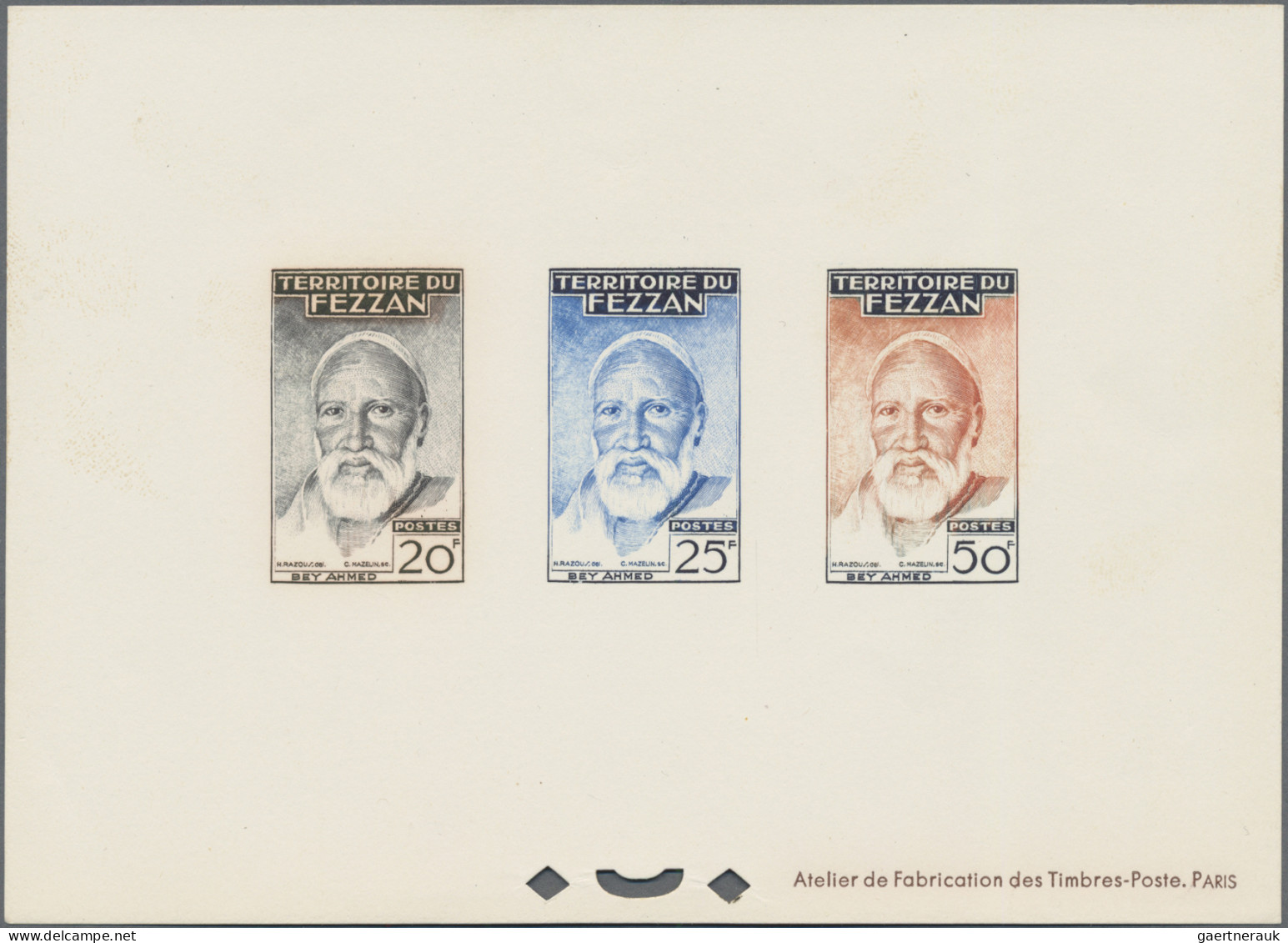 Fezzan: 1951, Definitives, 30 - - 50 F And Airmails 100 F + 200 F, Complete Set - Storia Postale