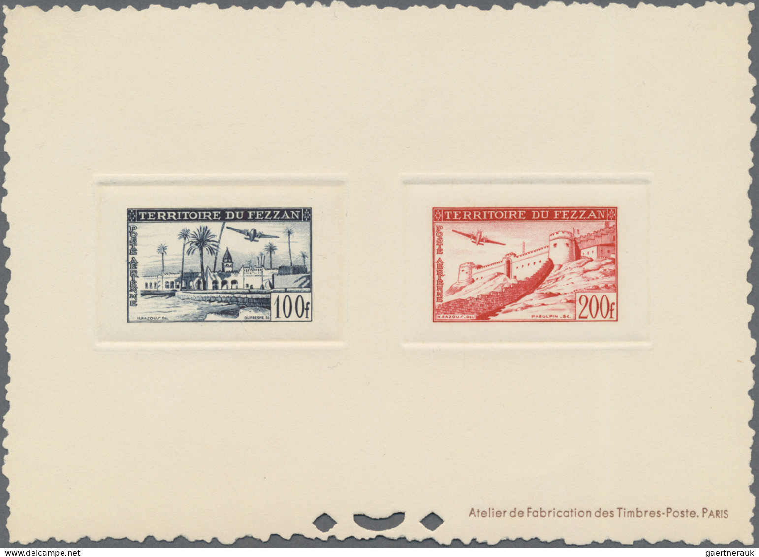 Fezzan: 1951, Definitives, 30 - - 50 F And Airmails 100 F + 200 F, Complete Set - Covers & Documents