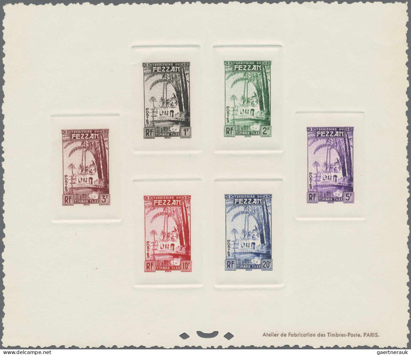 Fezzan - Postage Dues: 1950, 1 F - 20 F, Complete Set As Collective "Epreuve De - Briefe U. Dokumente