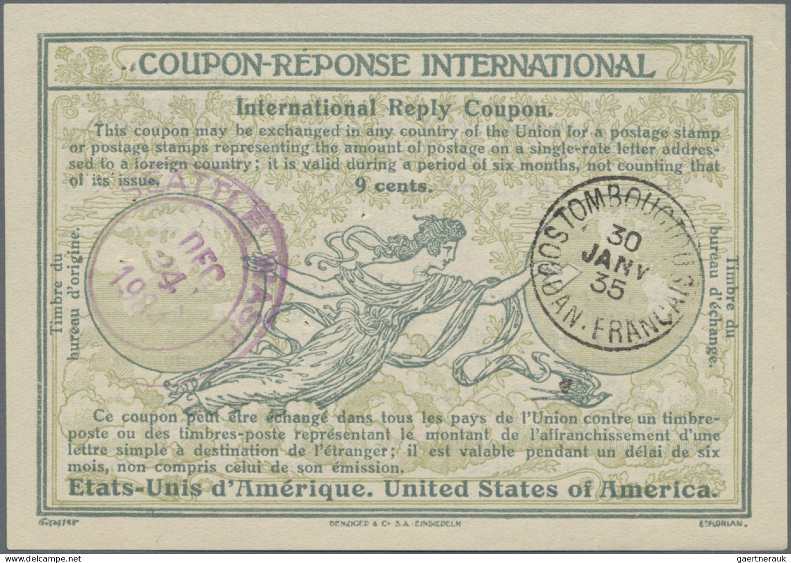 French Sudan: 1935/37 Two USA Intern. Reply Coupons Used In French Sudan/Mali, W - Sonstige & Ohne Zuordnung