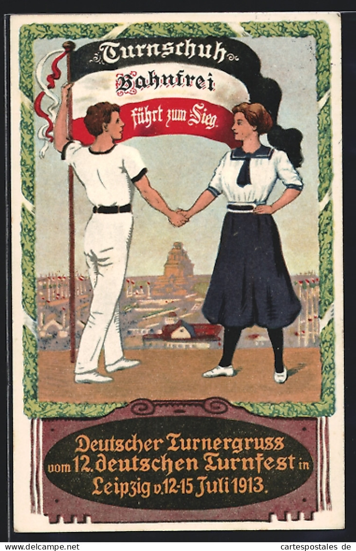 AK Leipzig, 12. Deutsches Turnfest 1913, Deutscher Turnergruss  - Autres & Non Classés