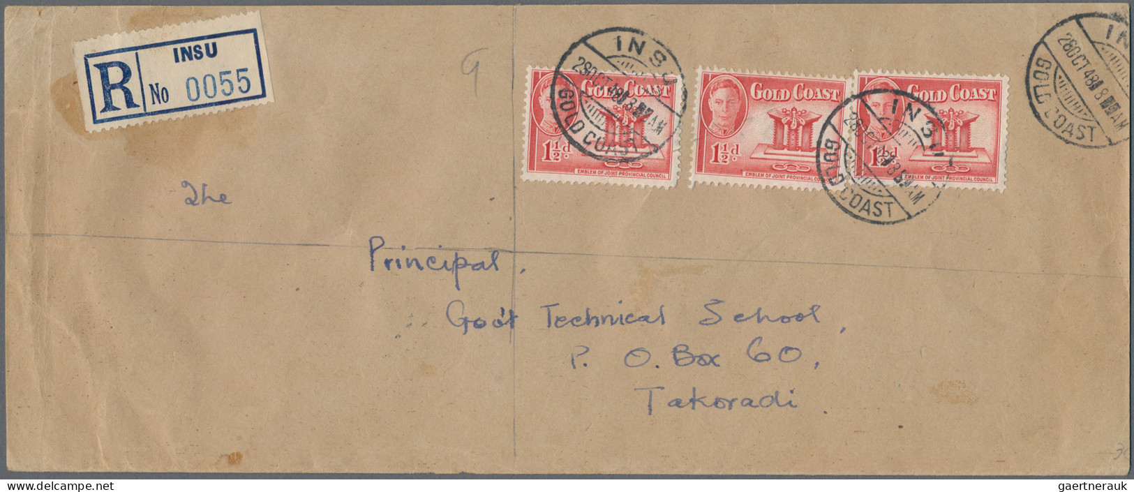 Gold Coast: 1909-1948 Three Unusual Covers: 1.) 1909 Cover From London To Axim, - Côte D'Or (...-1957)
