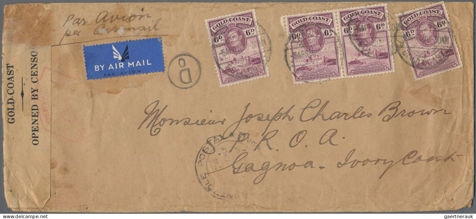 Gold Coast: 1909-1948 Three Unusual Covers: 1.) 1909 Cover From London To Axim, - Costa De Oro (...-1957)