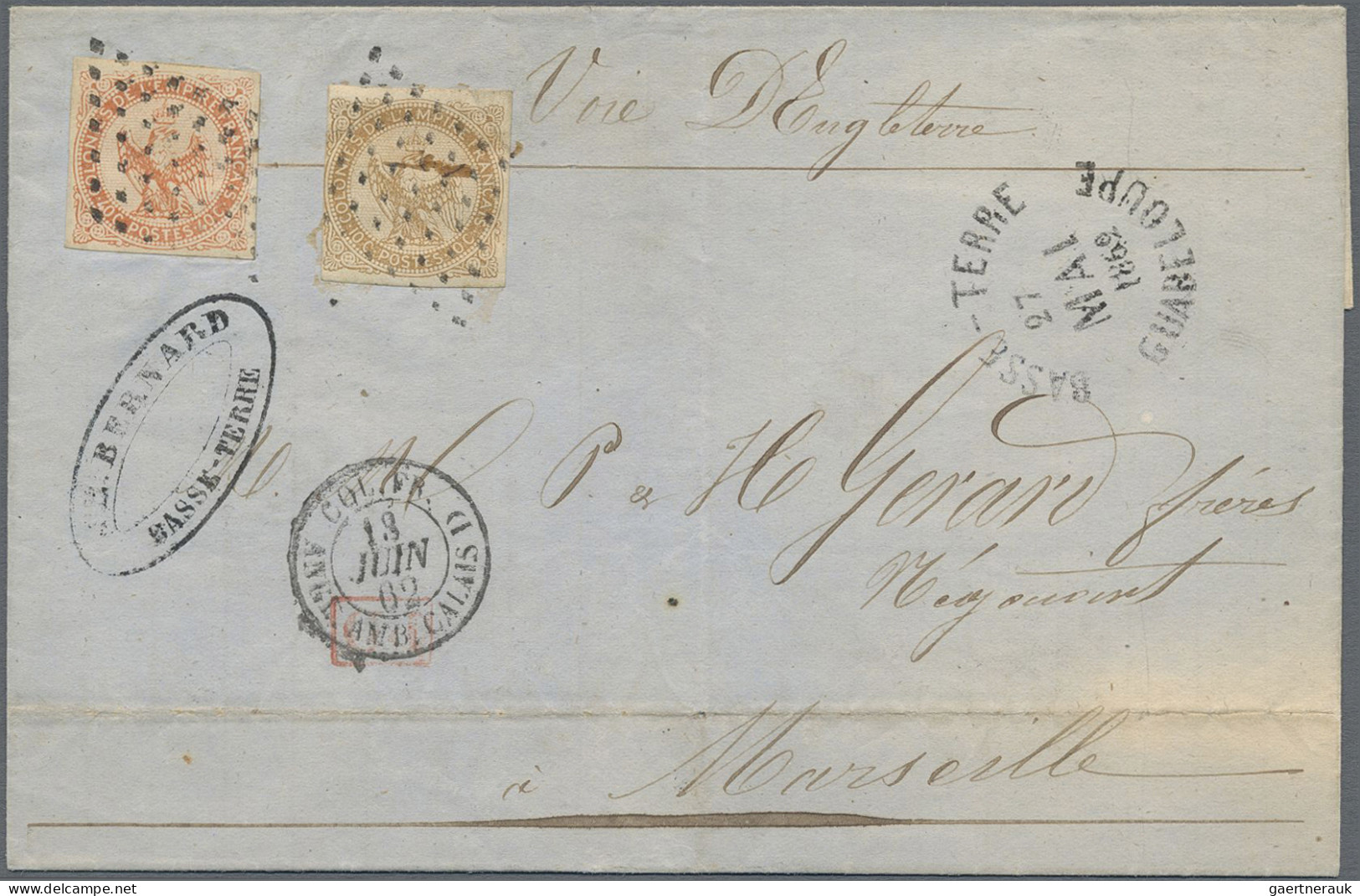 Guadeloupe: 1862, Eagle 10c. Bistre (slight Imperfections) And 40c. Orange, Clea - Lettres & Documents