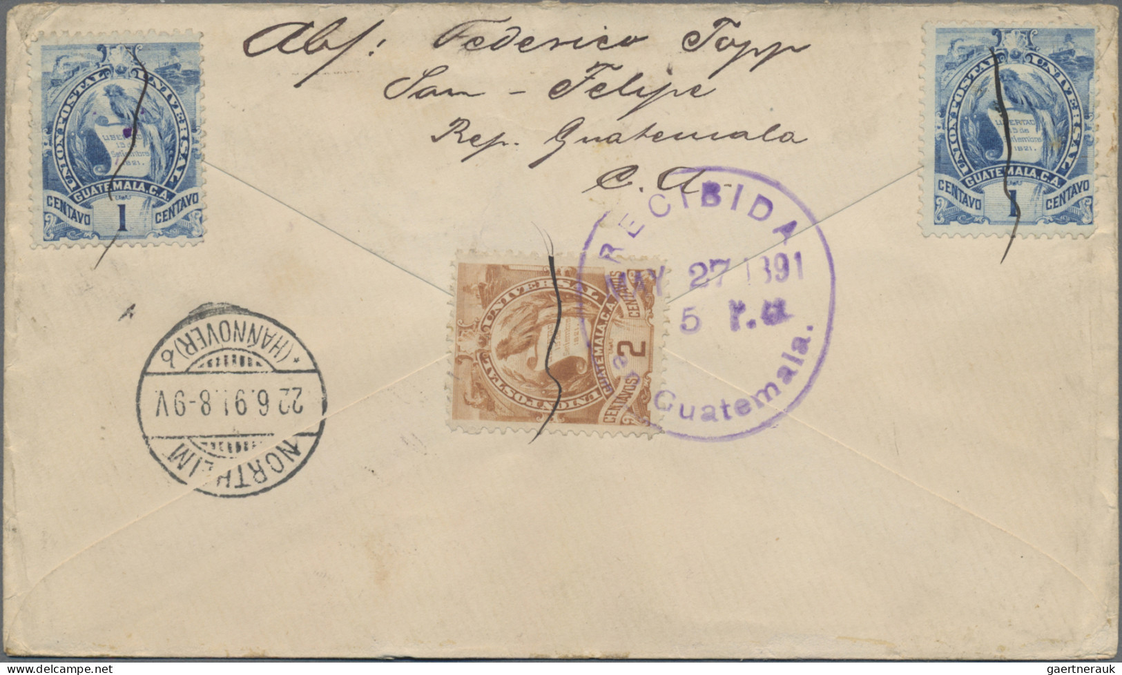 Guatemala - Postal Stationery: 1890 5 C Light Blue Postal Stationery Envelope Wi - Guatemala