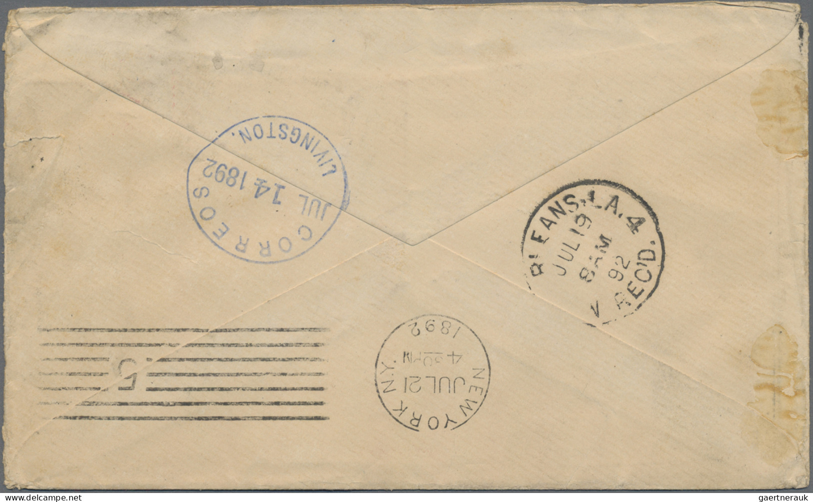 Guatemala - Postal Stationery: 1892, 10 C Red Postal Stationery Envelope With 5 - Guatemala